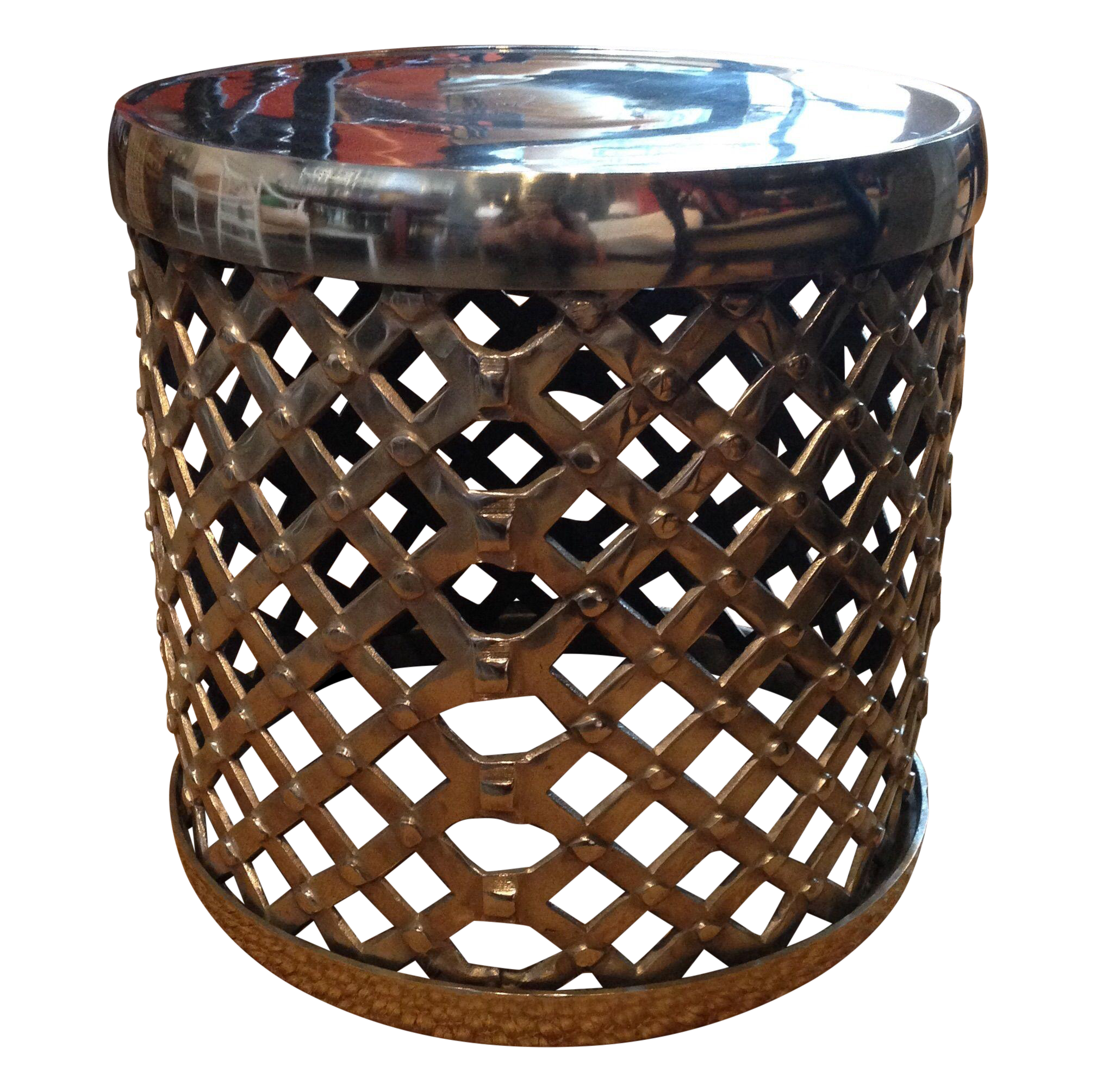 Woven Chrome Garden Stool Chairish