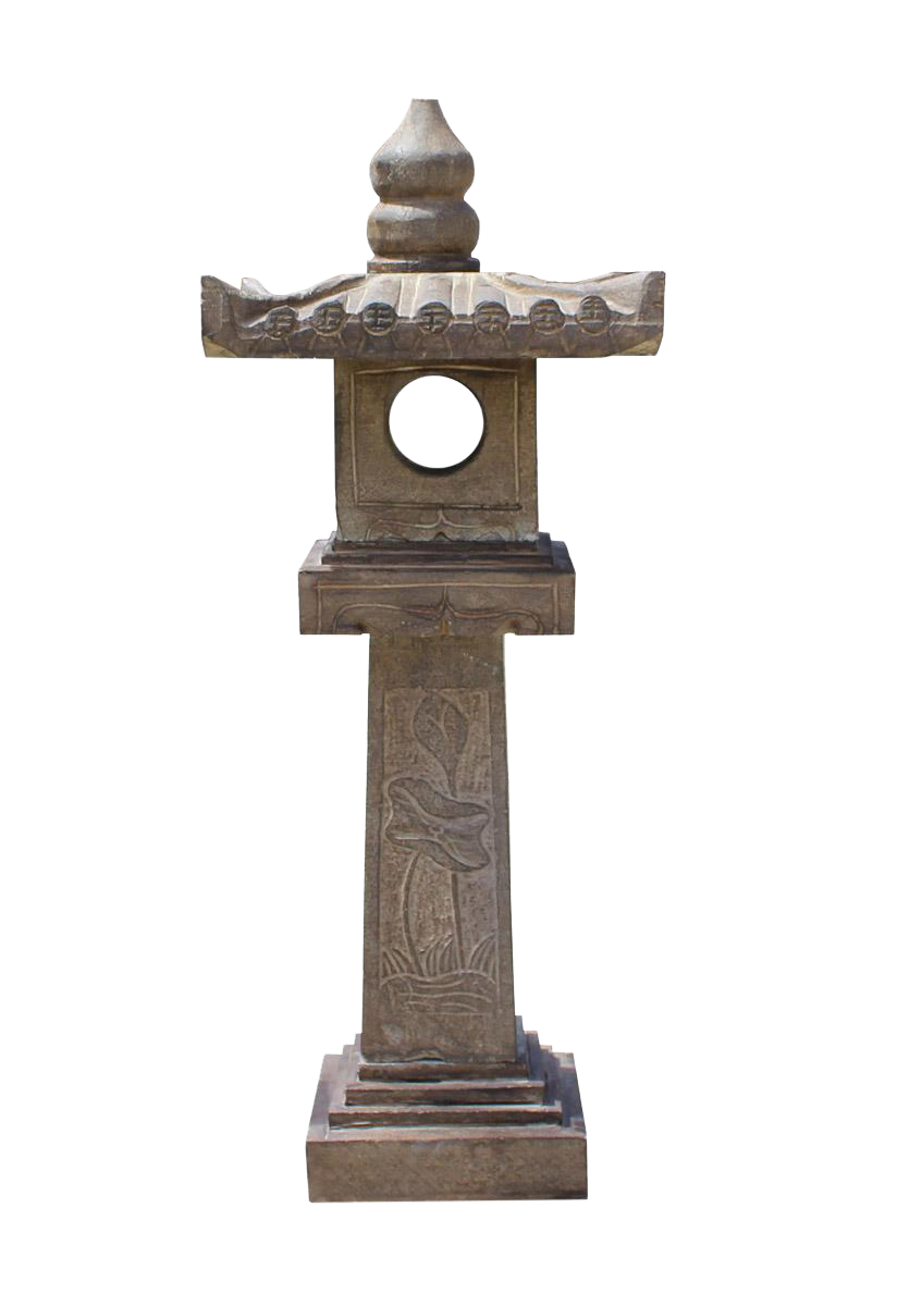 Chinese Gray Brown Lotus Tower Stone Garden Lantern Chairish