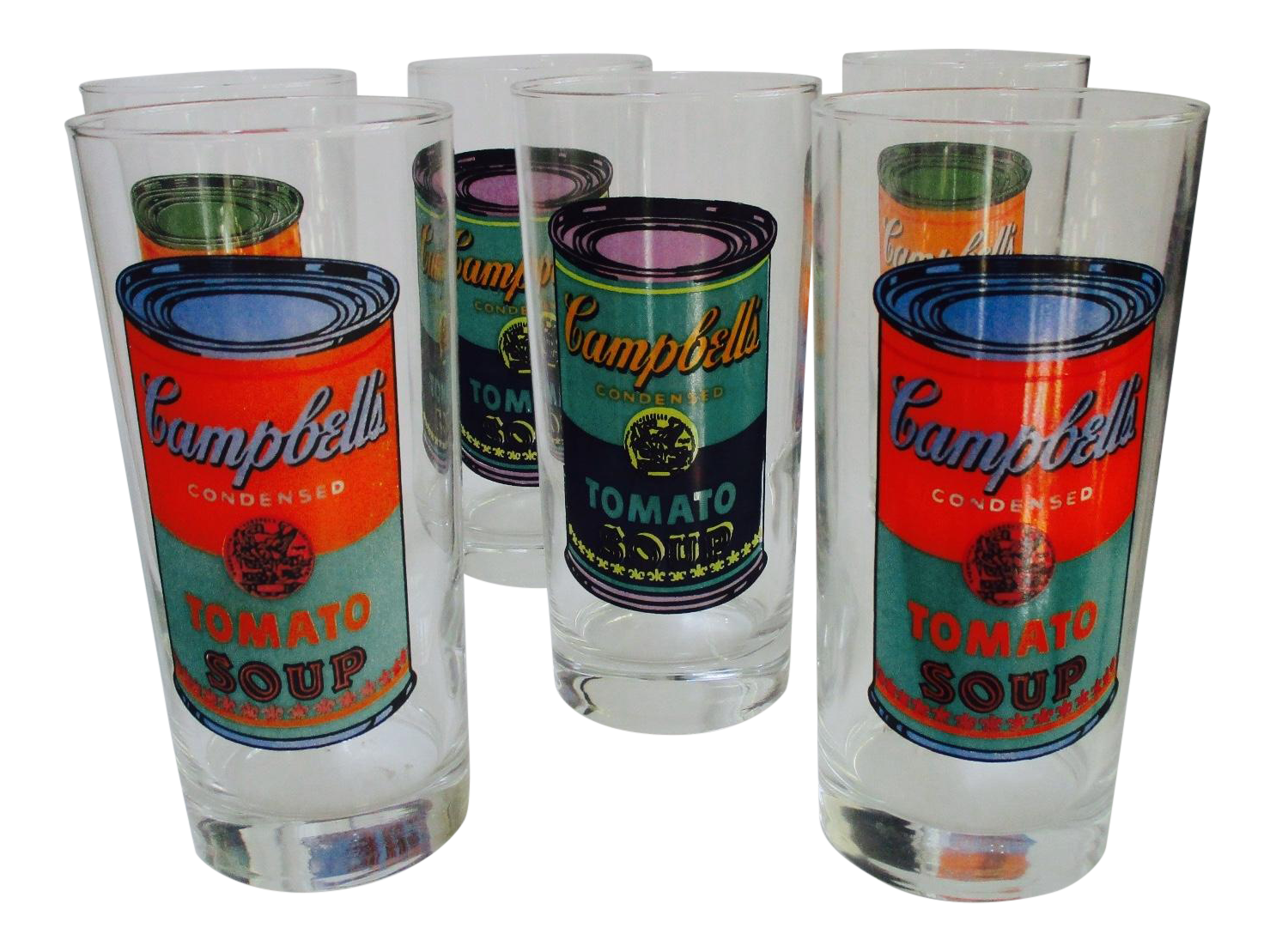 Andy Warhol Art Soup Can Glass Set Barware Campbell Soup Glasses Set