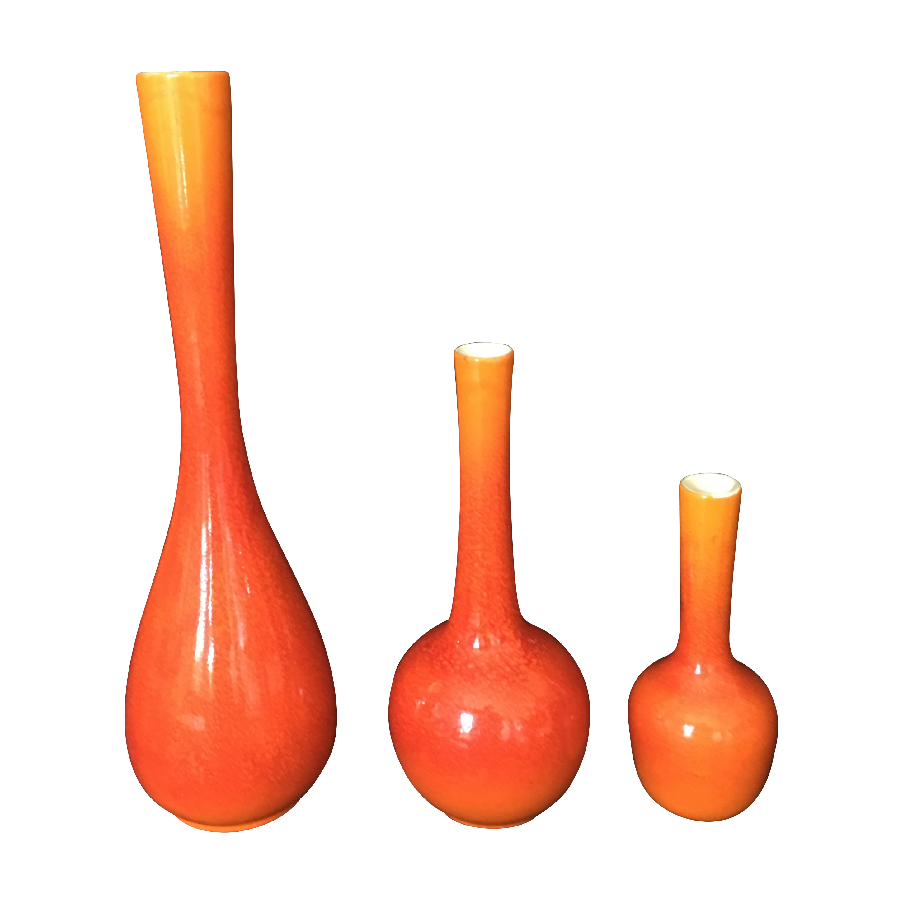 Royal Haeger Orange Flambé Bud Vases Set of 3 Chairish