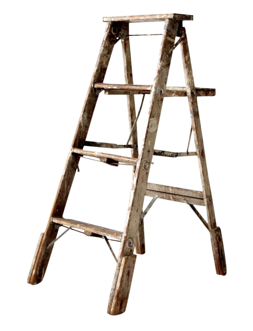 Vintage Rustic Wooden Painter's Ladder Chairish