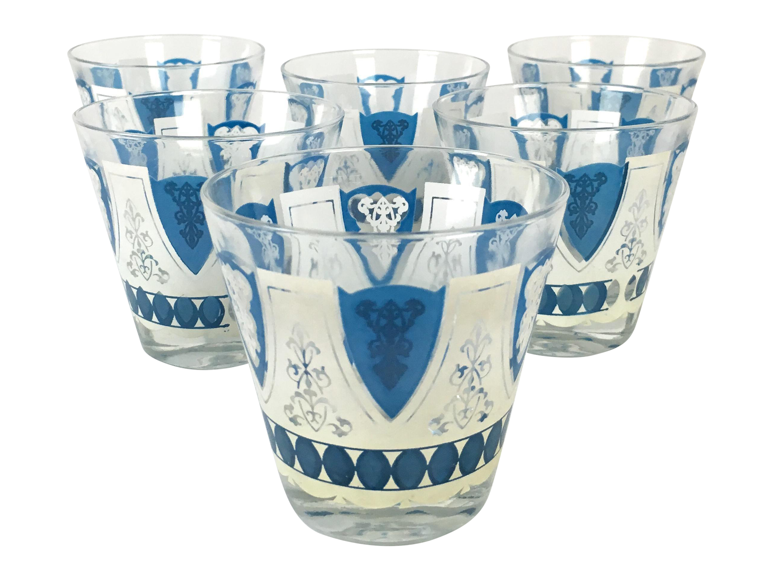Vintage Blue & White Embossed Glasses Set of 6 Chairish