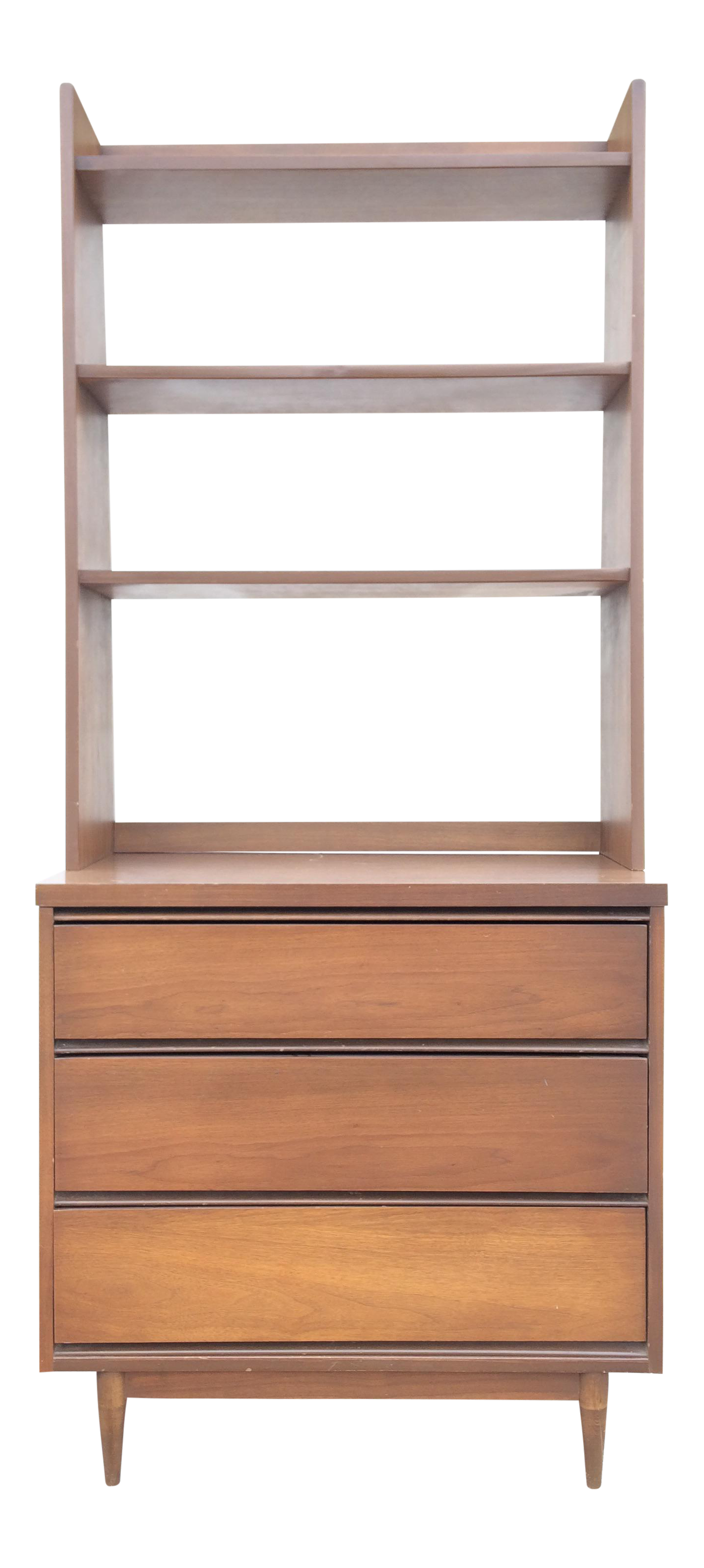 MidCentury Walnut Chest of Drawers With Bookcase Top Chairish