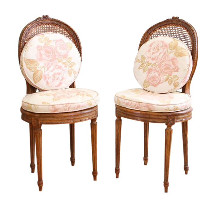 Vintage French Shabby Chic Cane Chairs A Pair Chairish