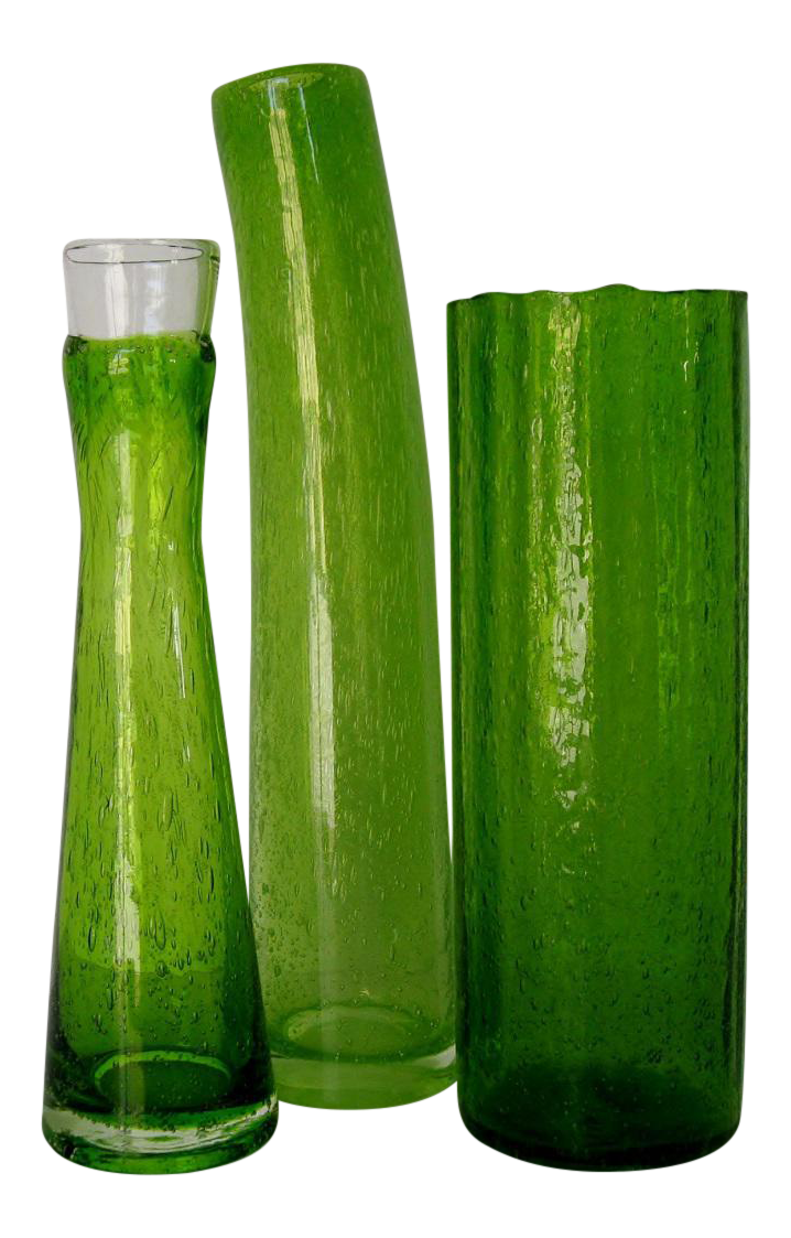 Lime Green Glass Vases, Set of 3 Chairish