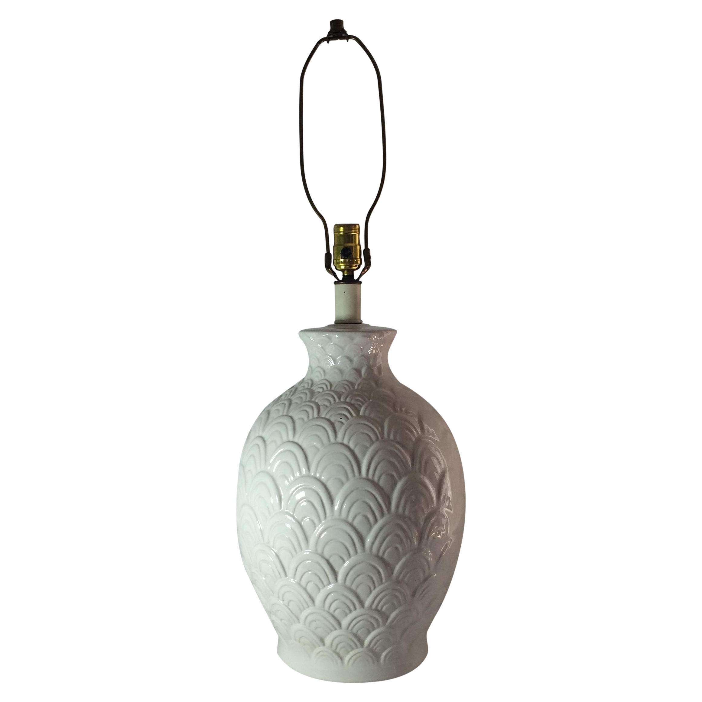 White Scalloped Ceramic Table Lamp Chairish