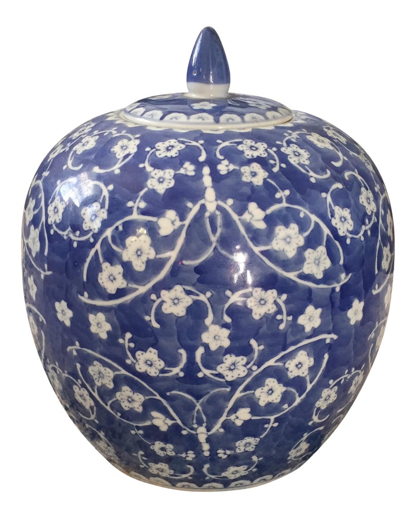 Traditional Ceramic Storage Jar Galt Chinoiserie Floral  Galt Chinoiserie Blue and White Floral Ginger Jar with Lid Porcelain NWT main image 0