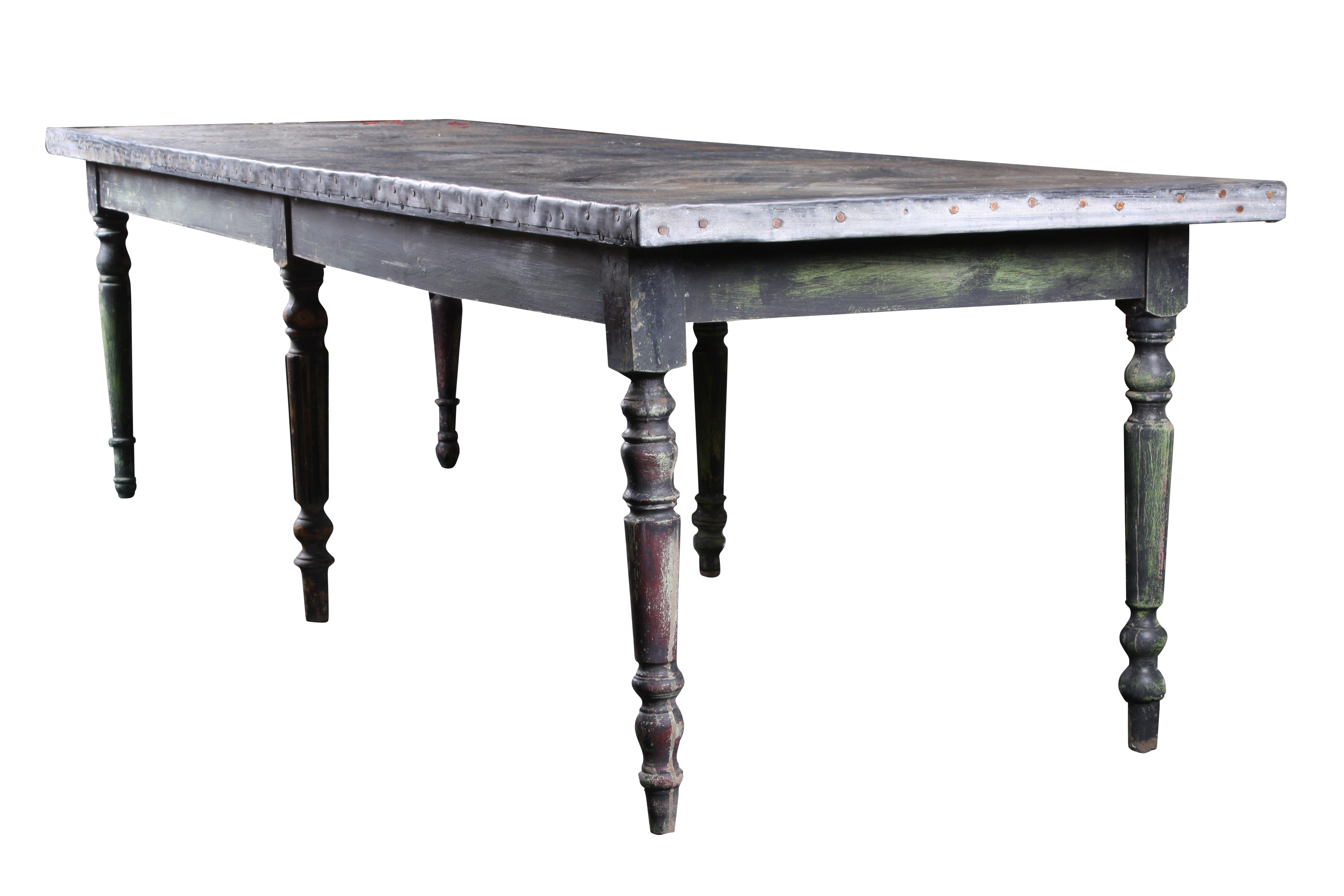 French Zinc-Top Table | Chairish