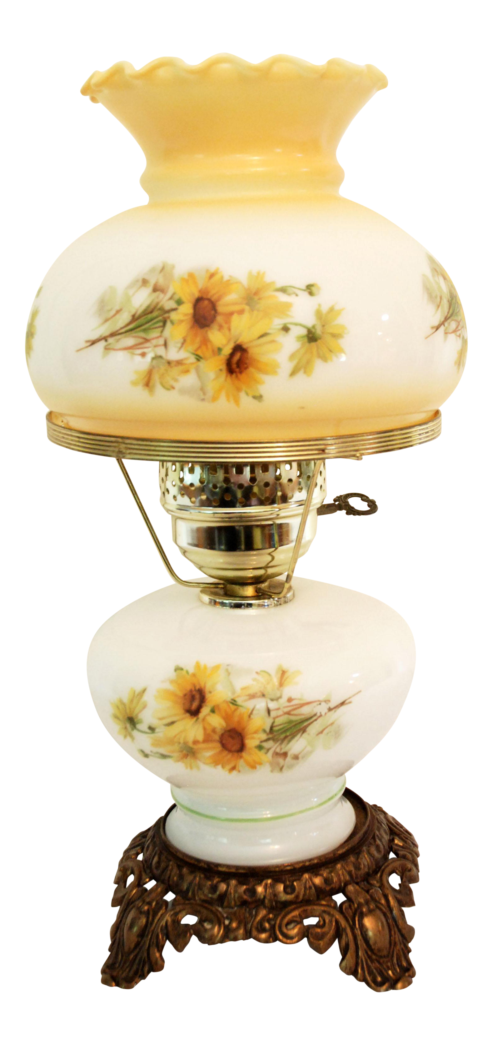 Mid-Century Victorian Style Glass Hurricane Table Lamp ...