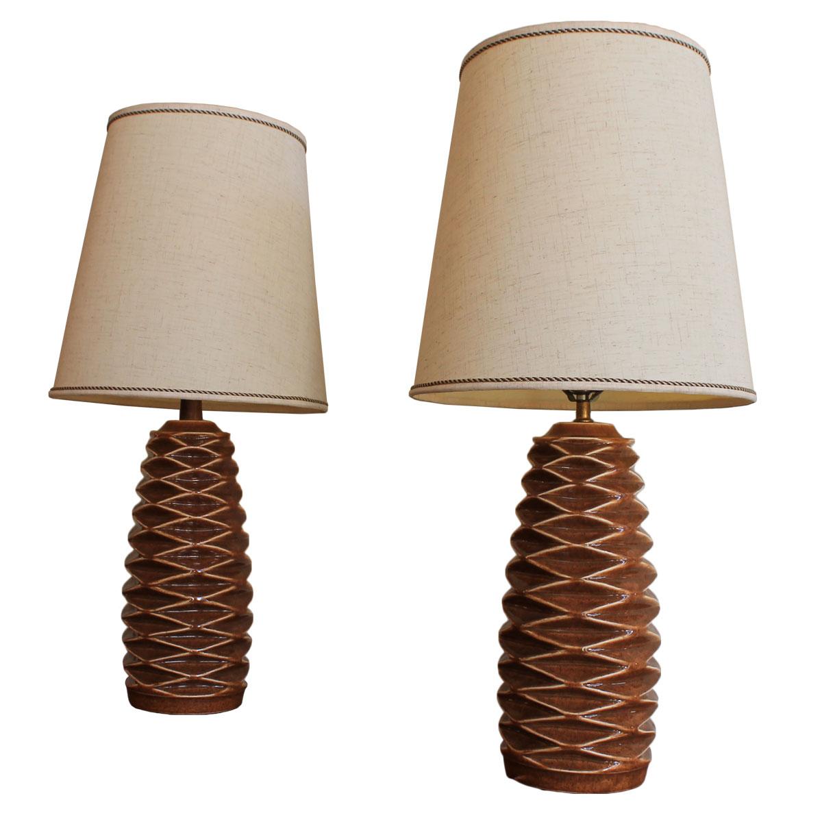 MCM Ceramic Table Lamps Pair Chairish
