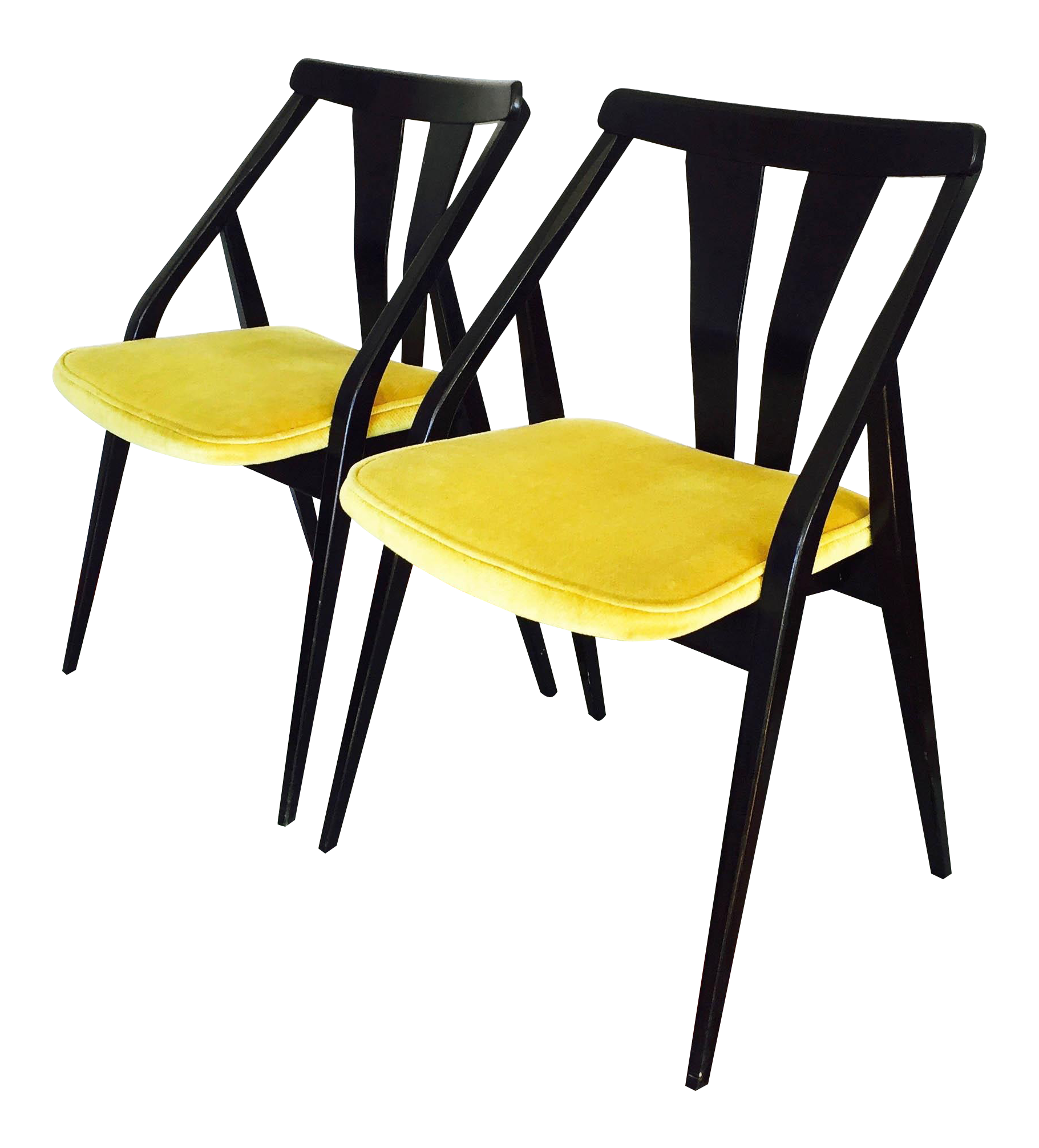 MidCentury Black & Yellow Side Chairs A Pair Chairish