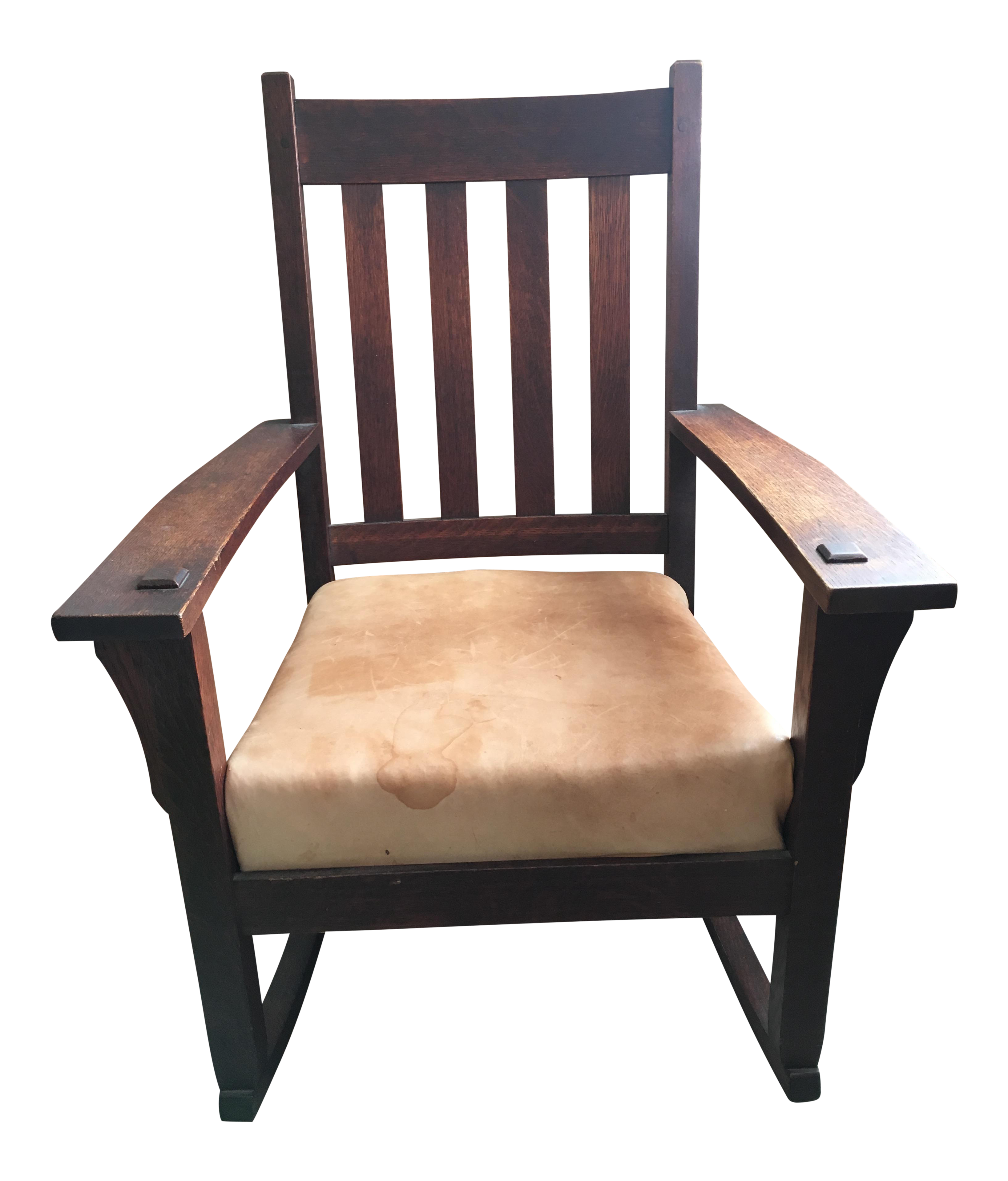 Vintage Solid Oak Rocking Chair | Chairish