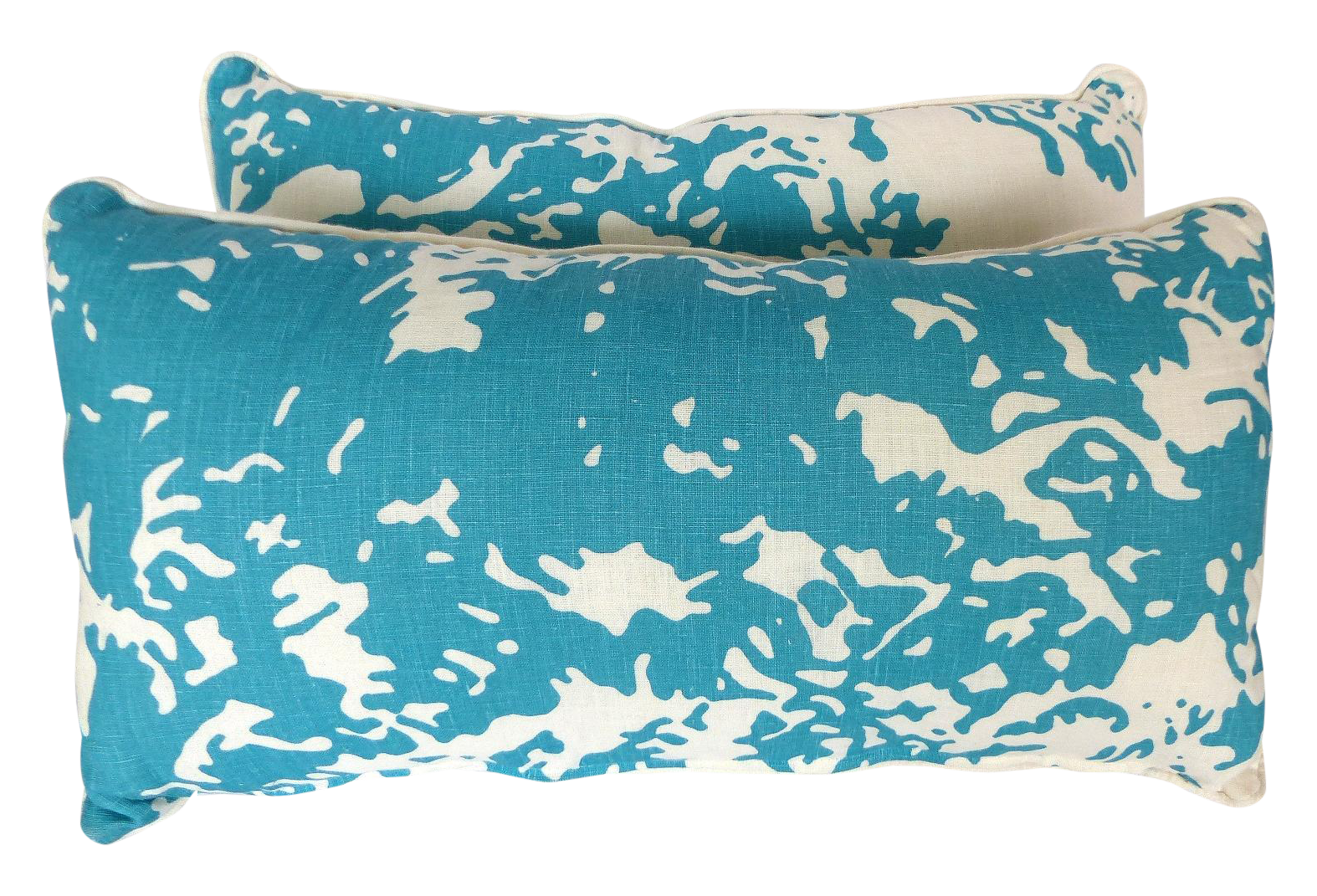 Abstract Turquoise Linen Pillows A Pair Chairish