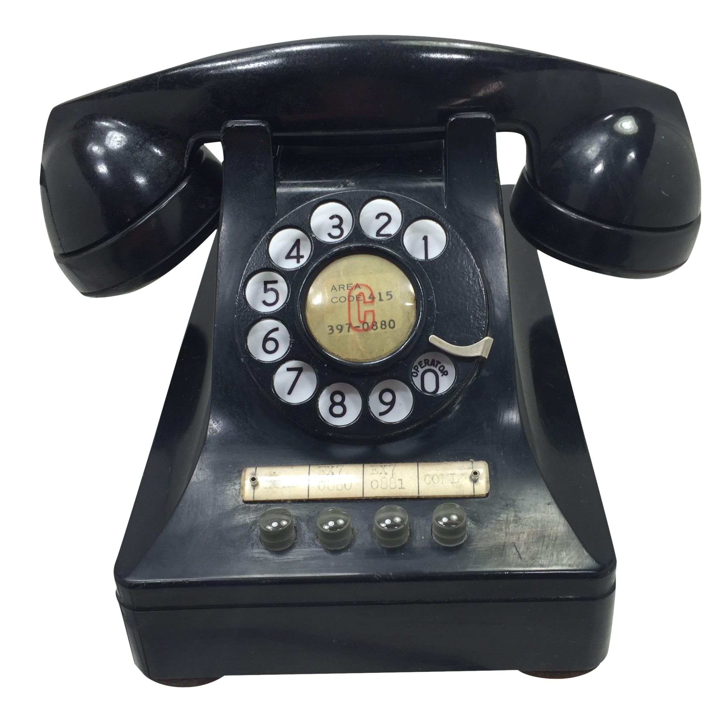 1950 2-Line Telephone WE Model 440EG Black | Chairish