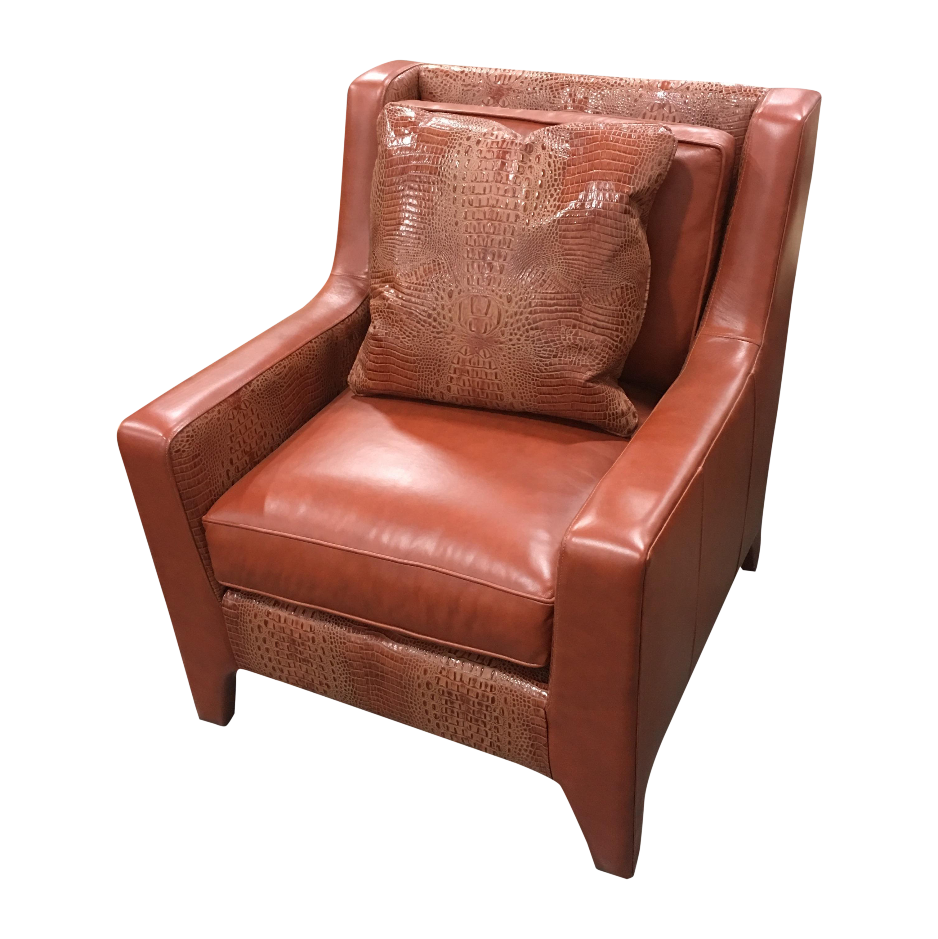 Leathercraft Burnt Orange Leather Accent Chair | Chairish