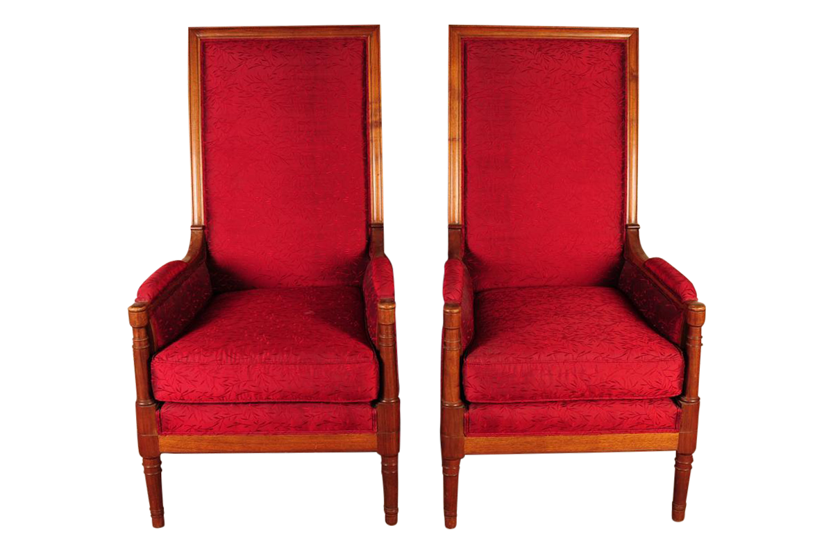 HighBack Modern Red Chairs A Pair Chairish