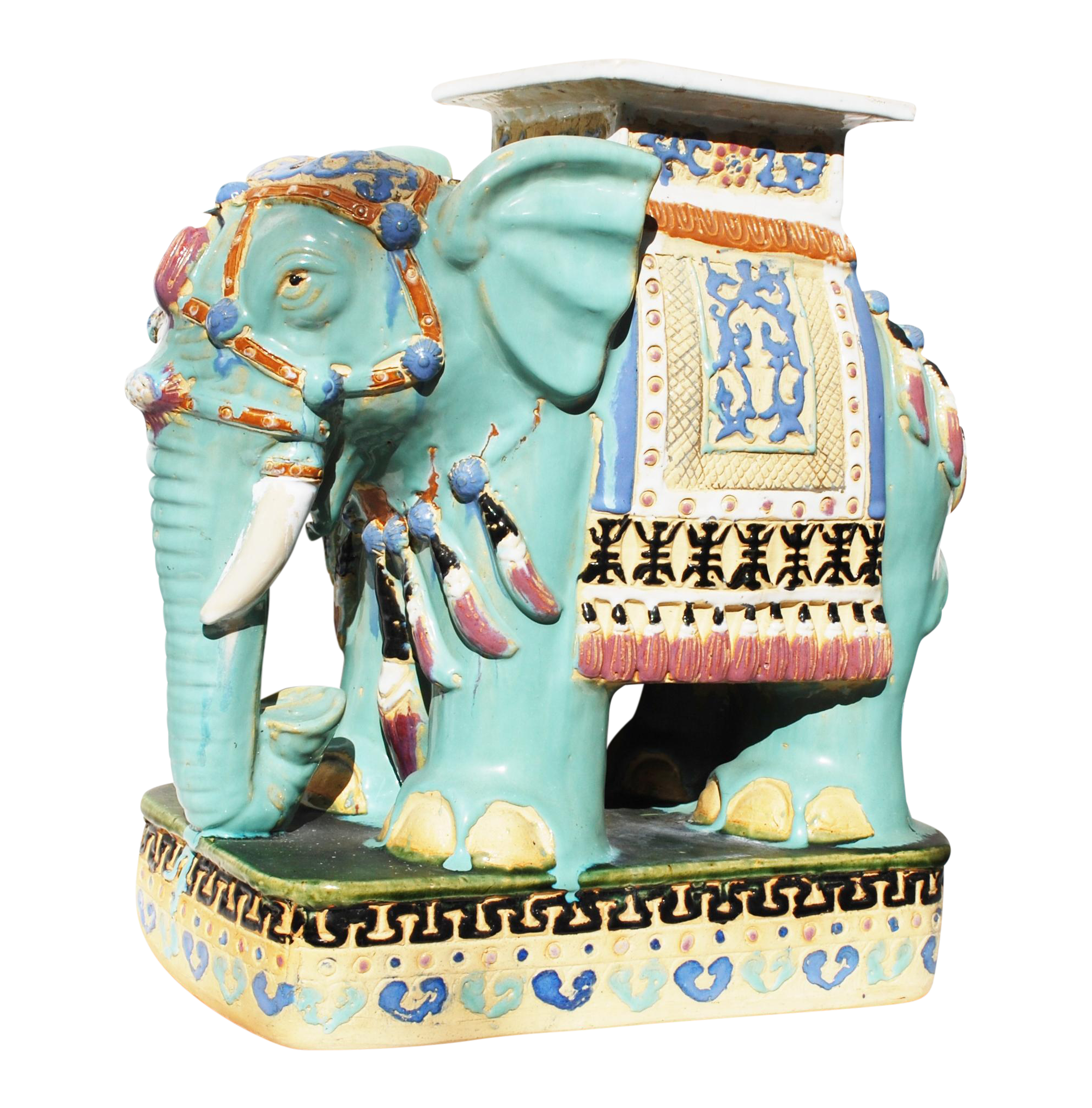 Turquoise Elephant Garden Stool Chairish