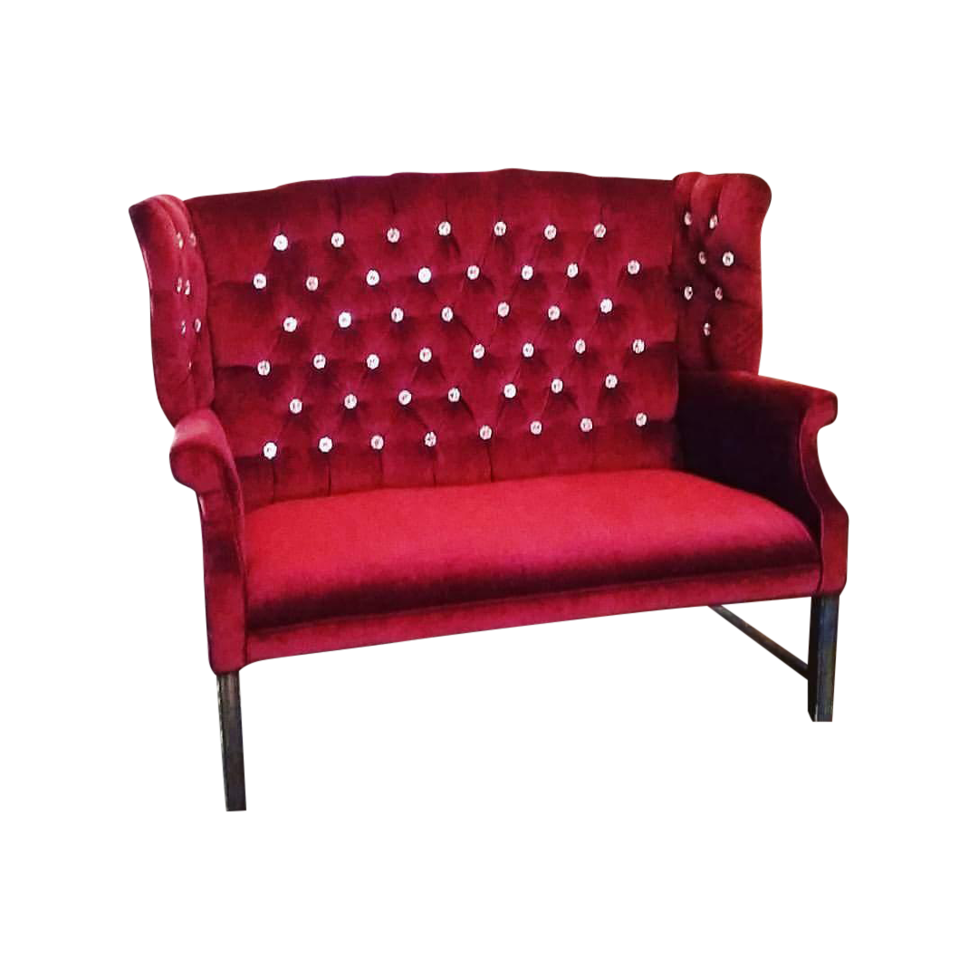 Custom Red Velvet Settee Chairish