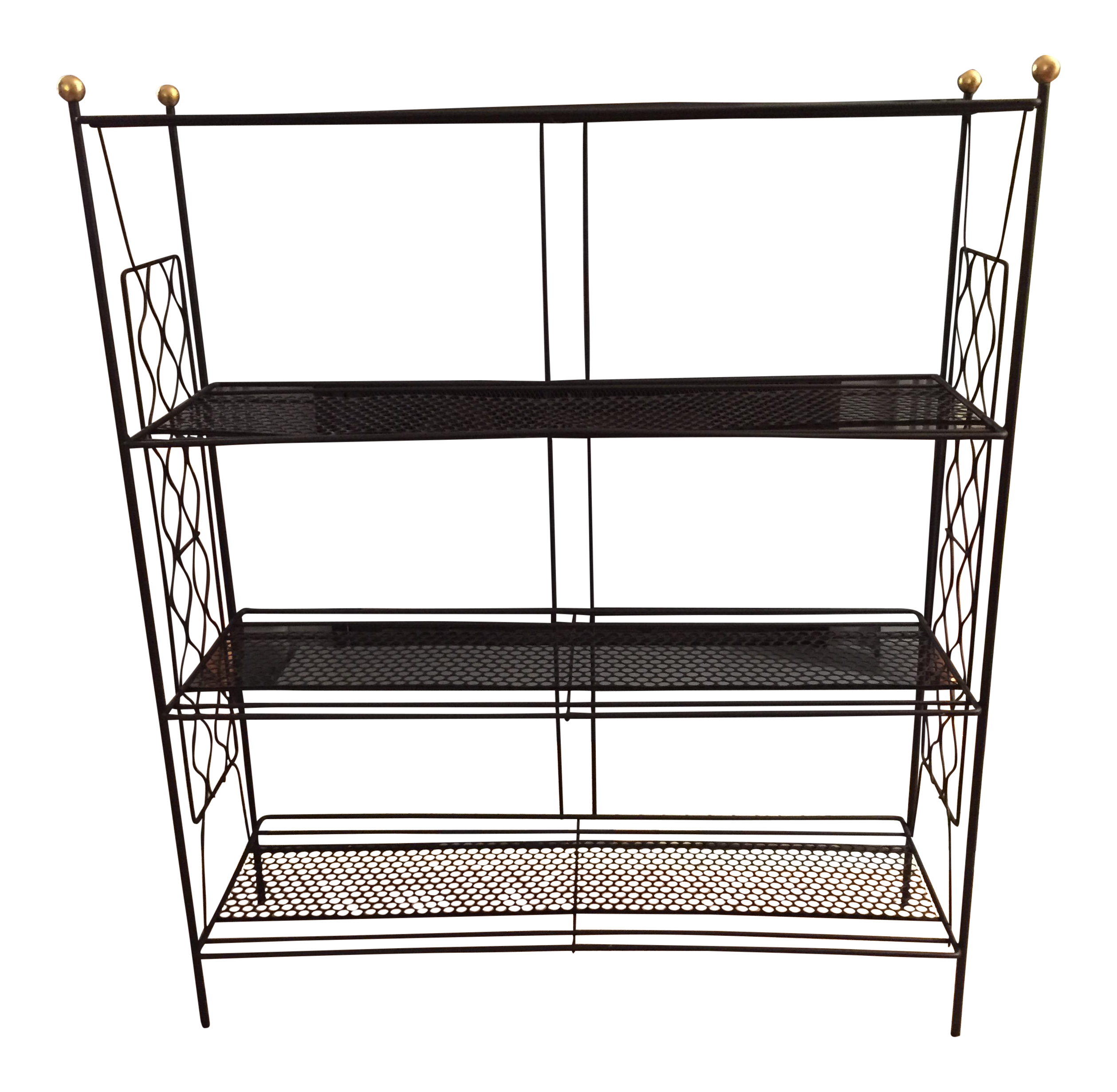 MidCentury Atomic Black Wire Mesh Book Stand Chairish