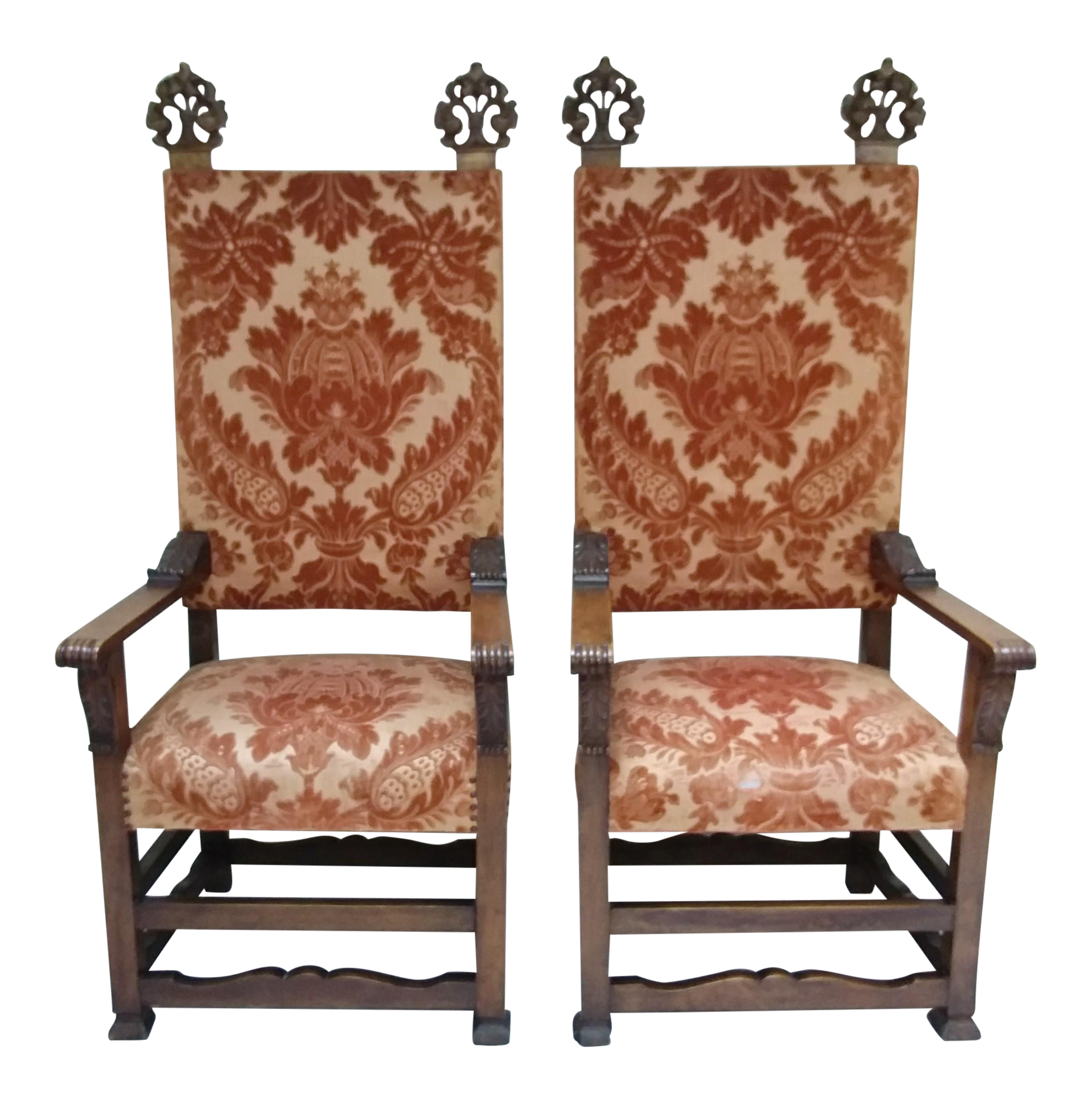Throne Chairs With Ornate Finials Pair Chairish
