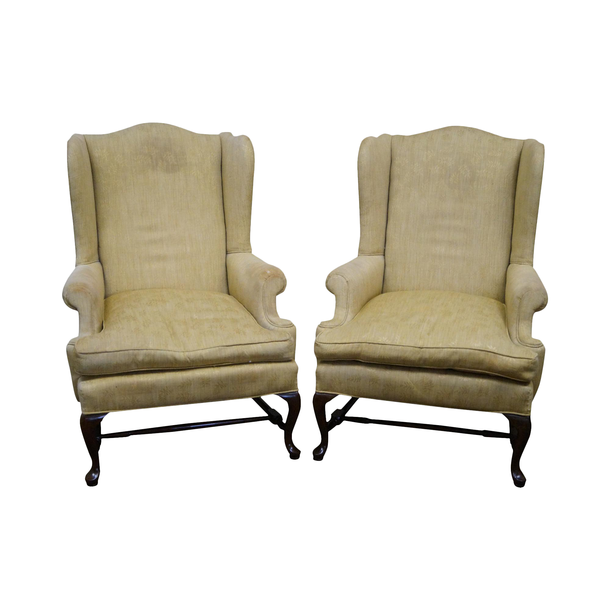 18th C. Style Queen Anne Wingback Chairs A Pair Chairish