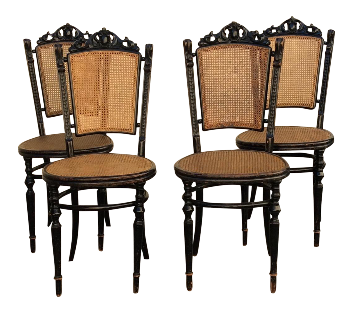 Antique French Style Cane Chairs Set of 4 Chairish