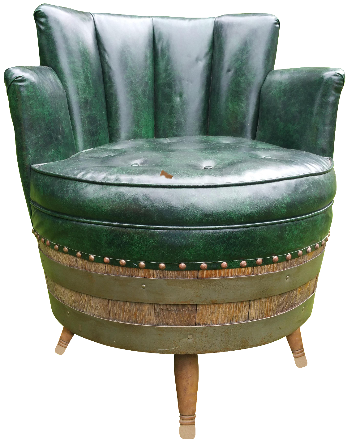 Whiskey Barrel Naugahyde Swivel Chair Chairish