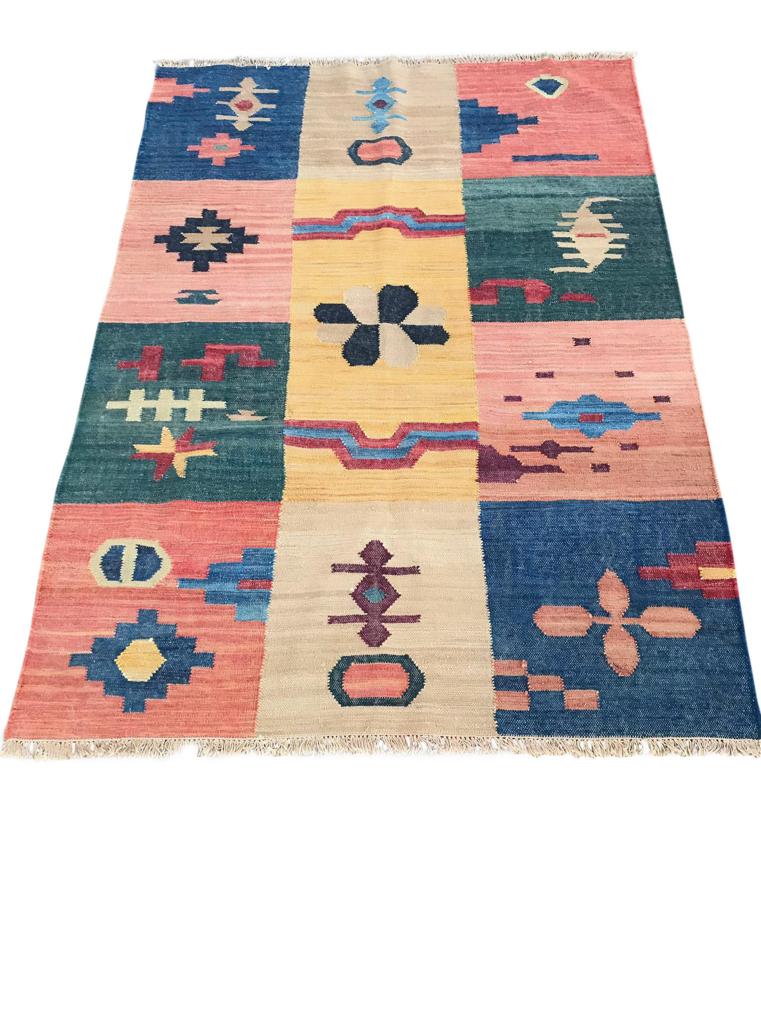 Vintage Hand Loomed Flatweave Southwest Boho Modern Rug 5x7 Chairish