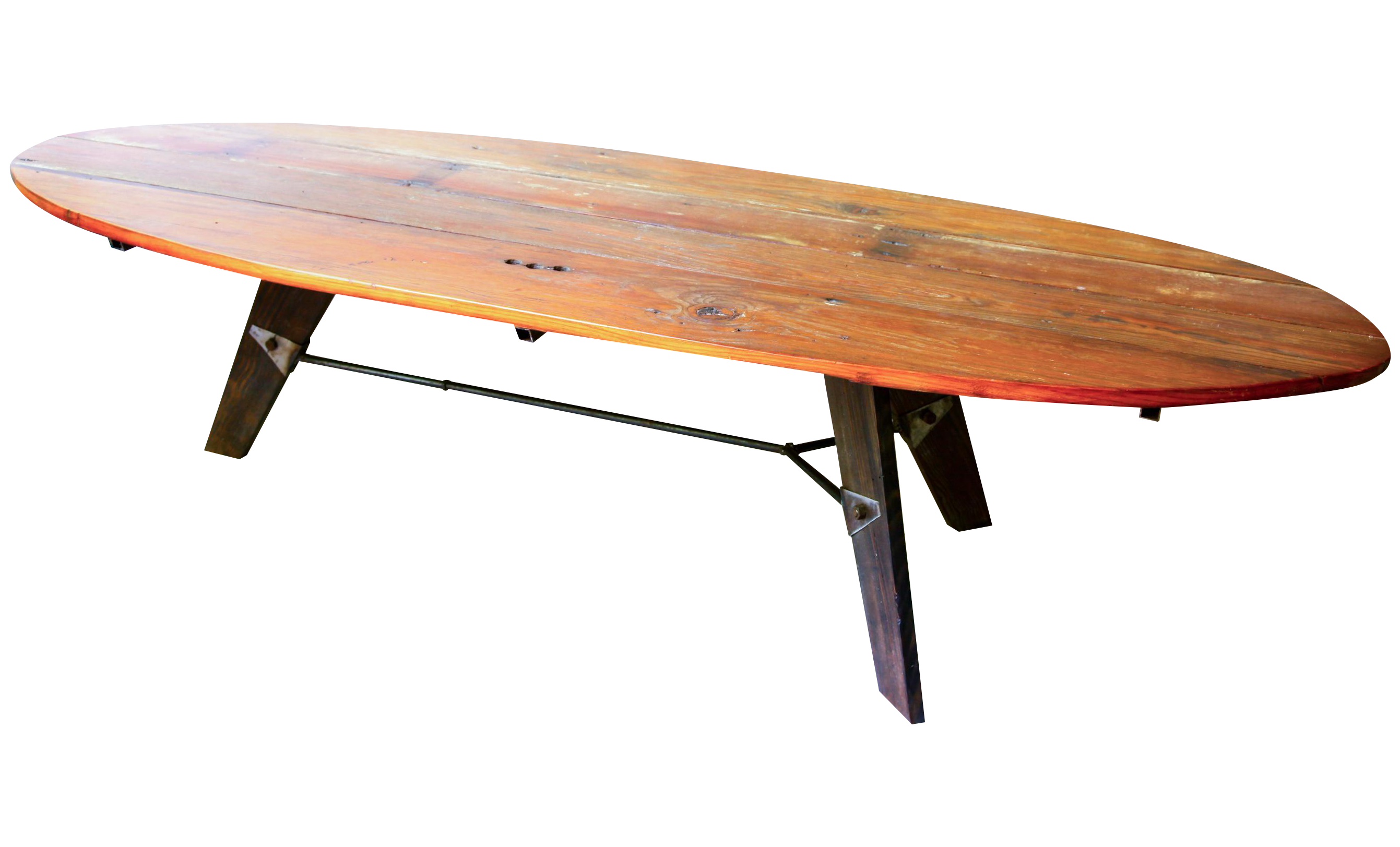 Mid Century Reclaimed Wood Surfboard Coffee Table