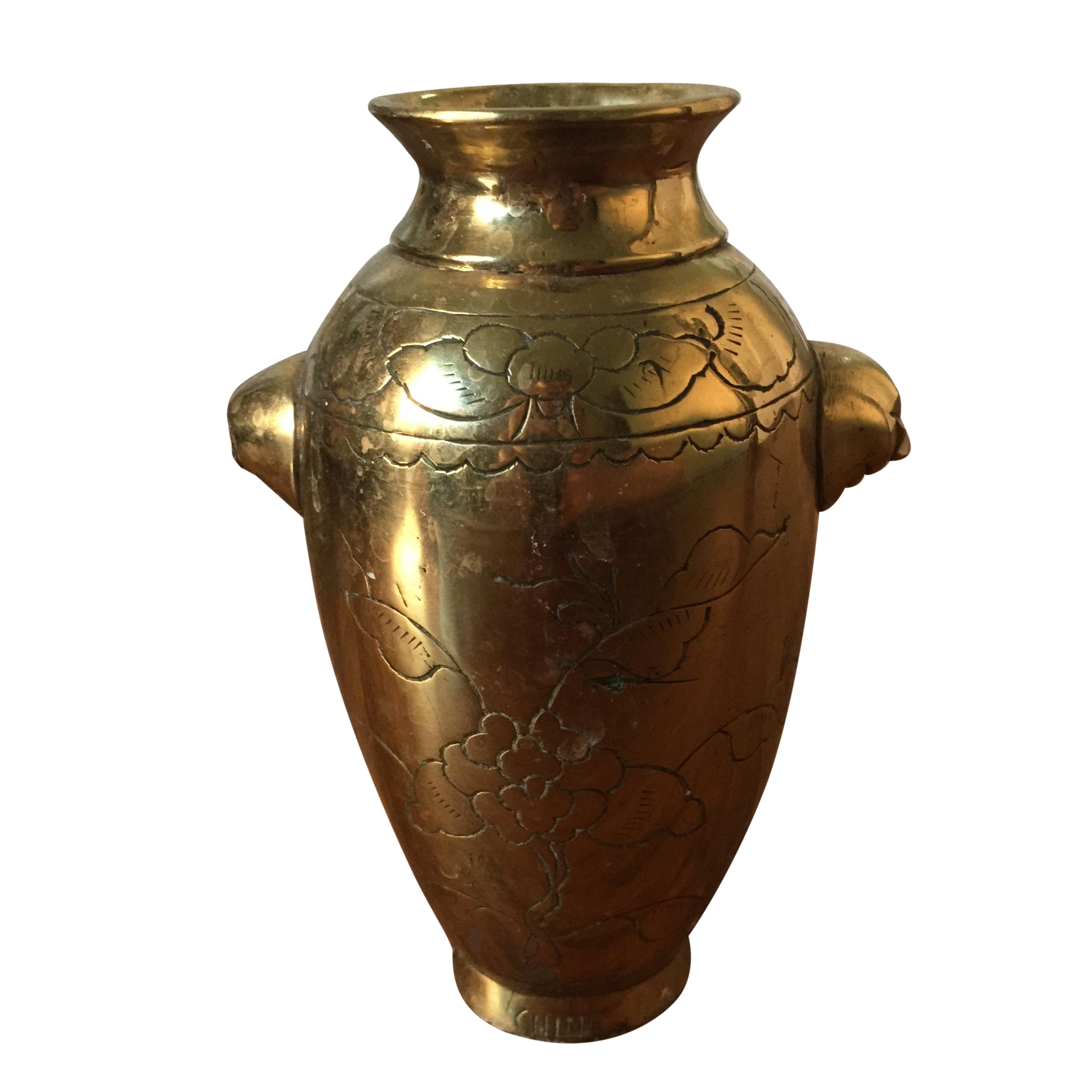 Brass Vase with Engraved Floral Design Chairish