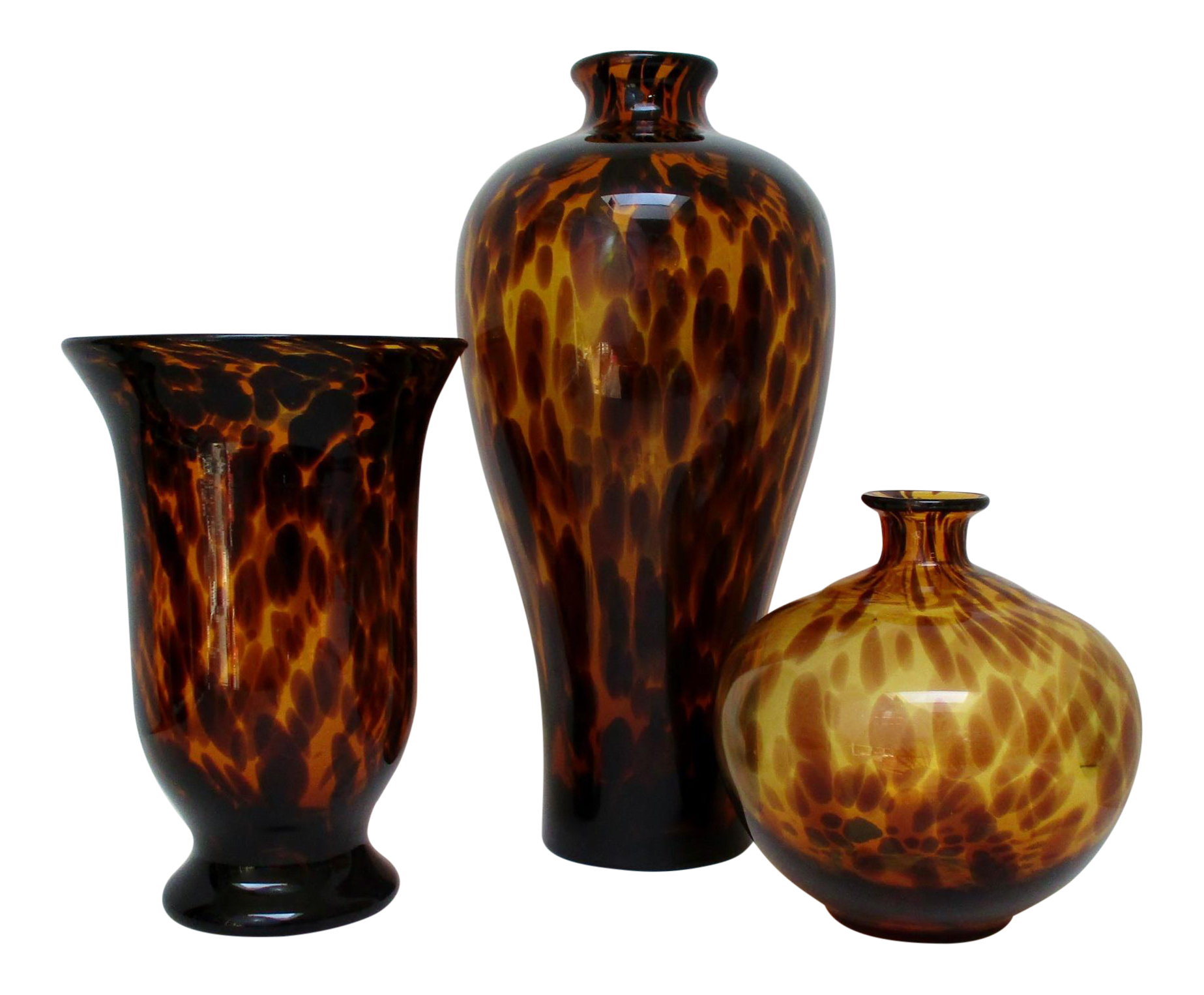 Tortoise Glass Vases, Set of 3 Chairish