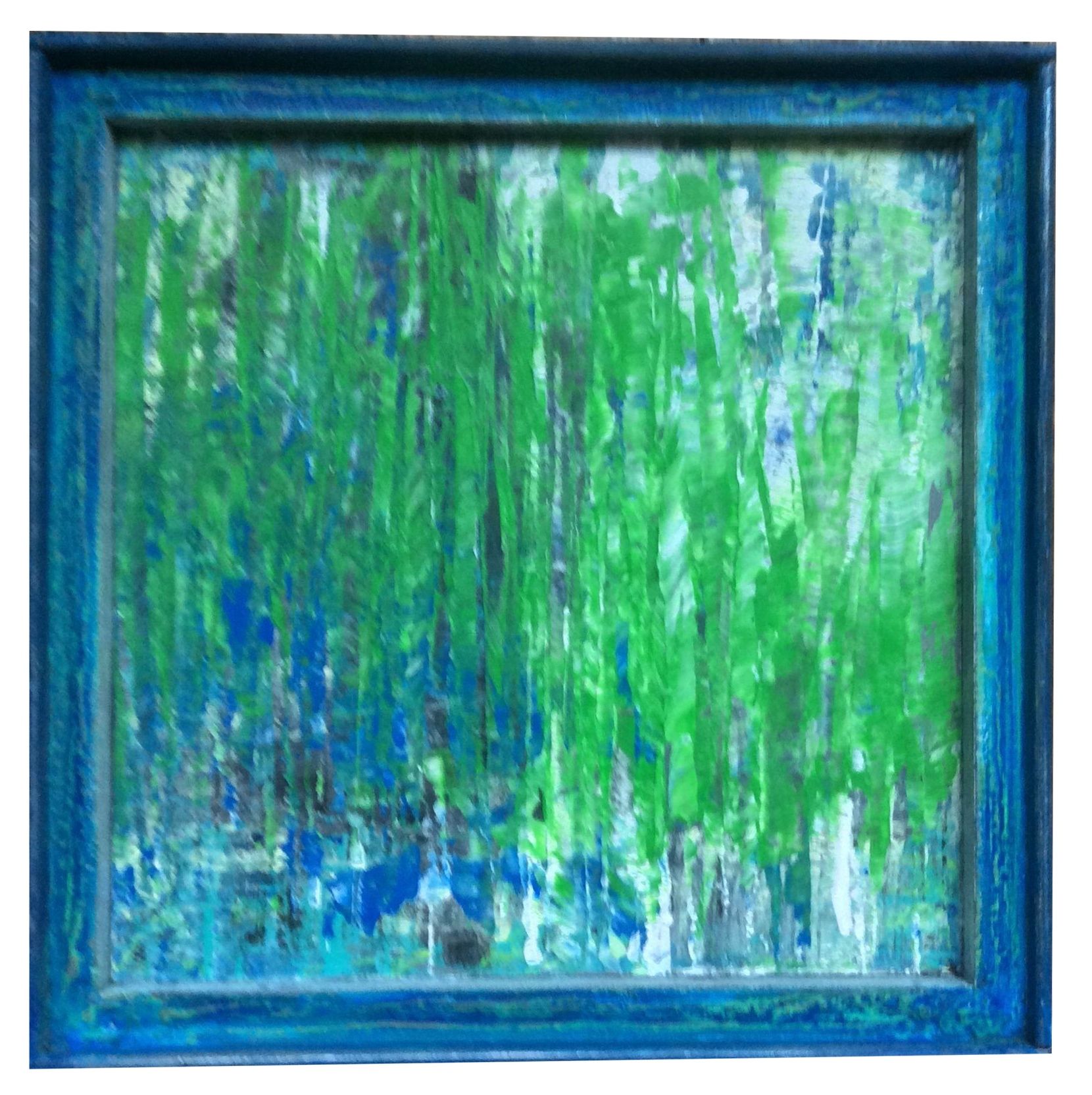 Green & Blue Abstract Painting on Wood Chairish