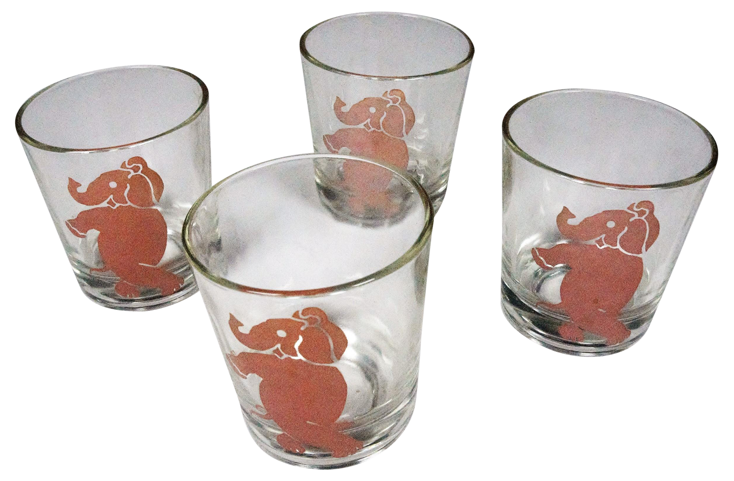 Vintage Pink Elephant Glasses Set of 4 Chairish