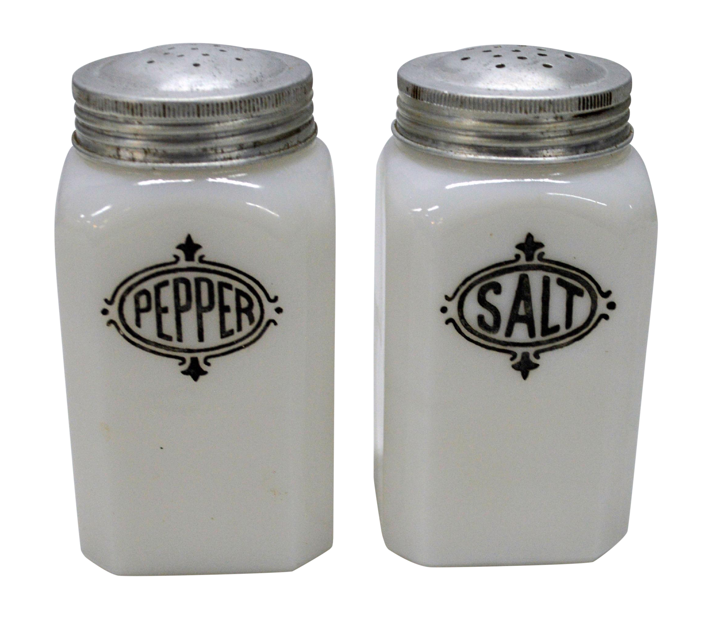 Milk Glass Salt & Pepper Canisters Set Chairish