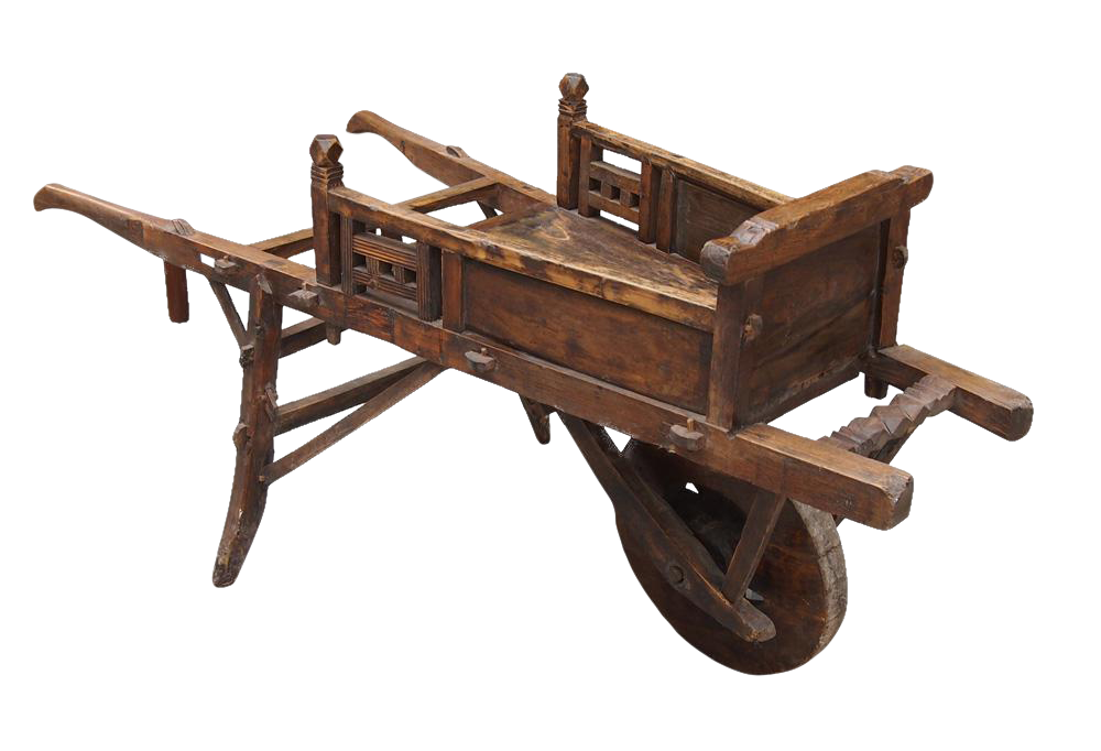 Chinese Vintage Wood Single Wheel Farm Hand Cart Chairish
