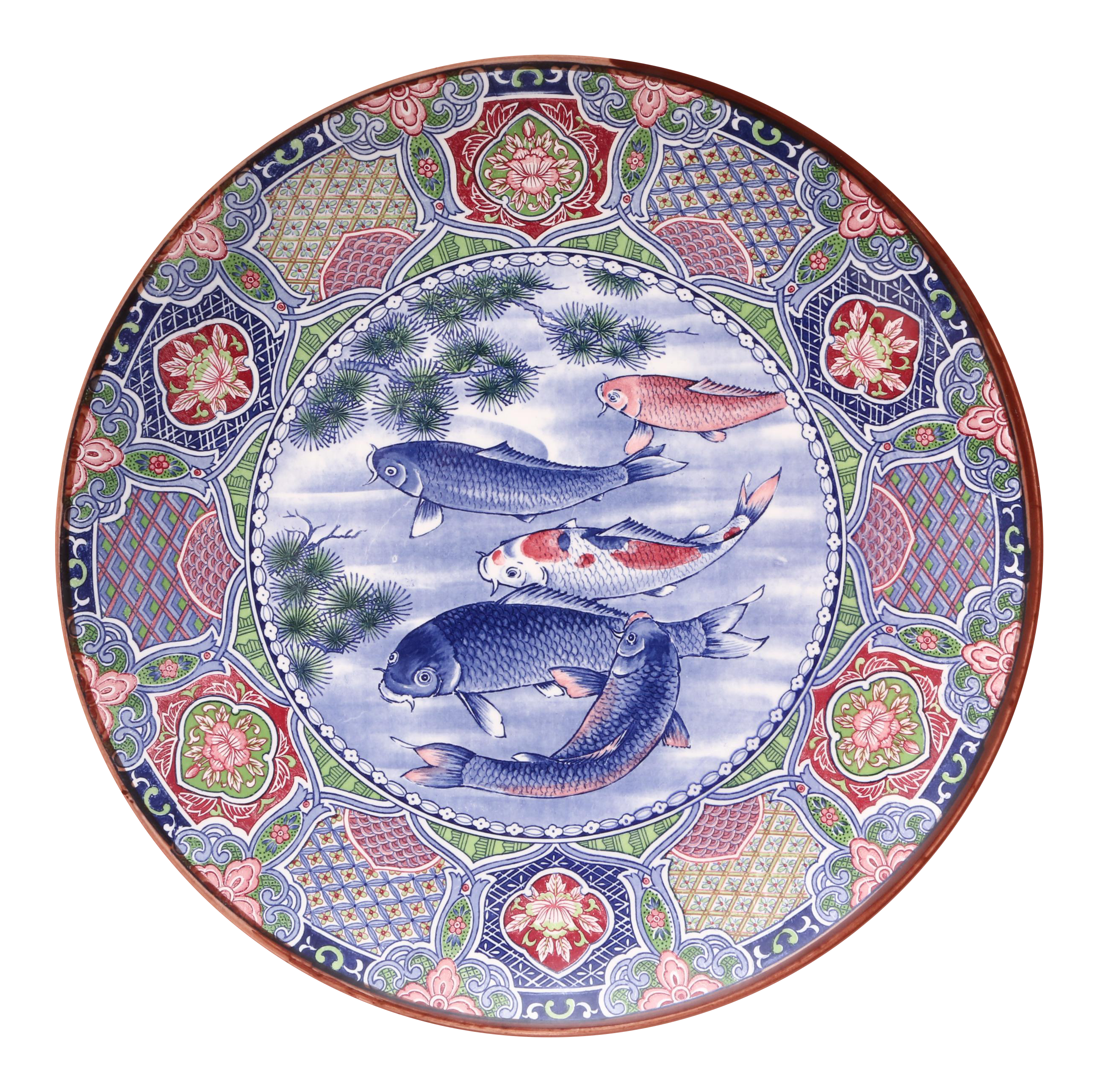 Japanese Large Hand Painted Koi Fish Plate Chairish