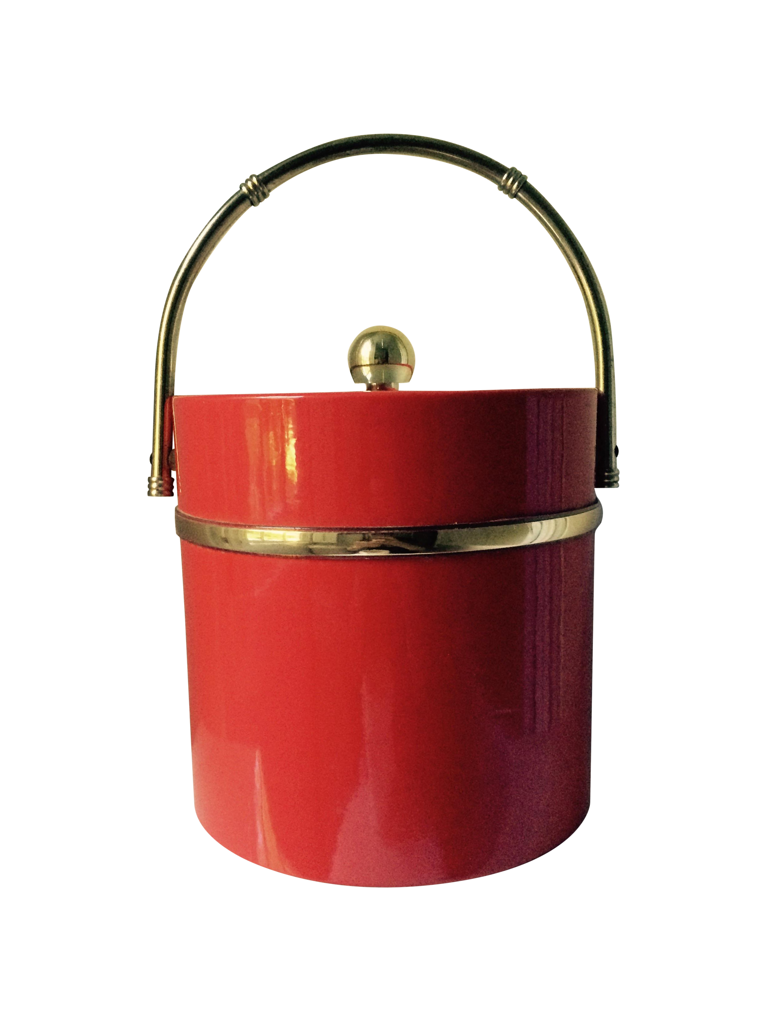 Vintage Red & Gold Ice Bucket Chairish