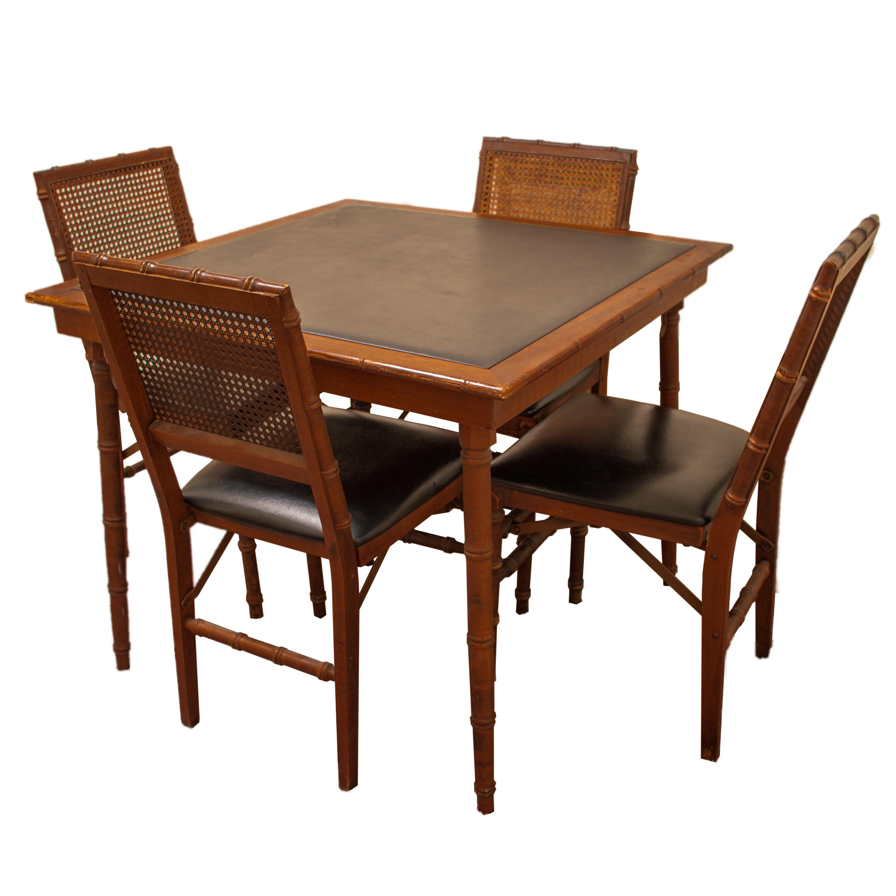 Mid-Century Stakmore Folding Game Table and Chairs - S/5 ...