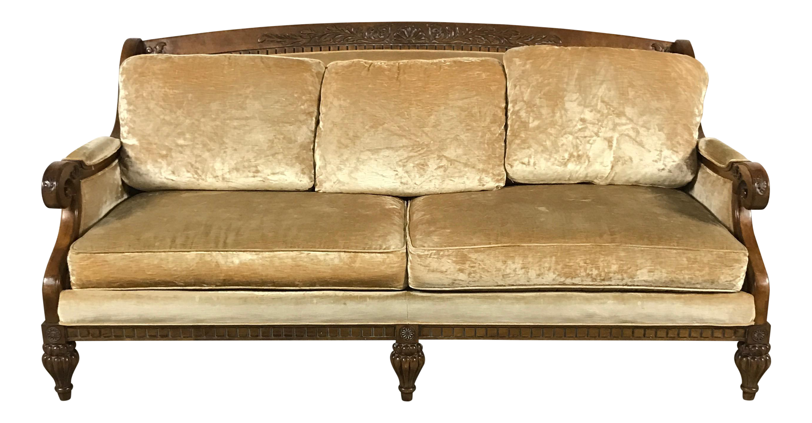 Vintage Gold Velvet Sofa | Chairish