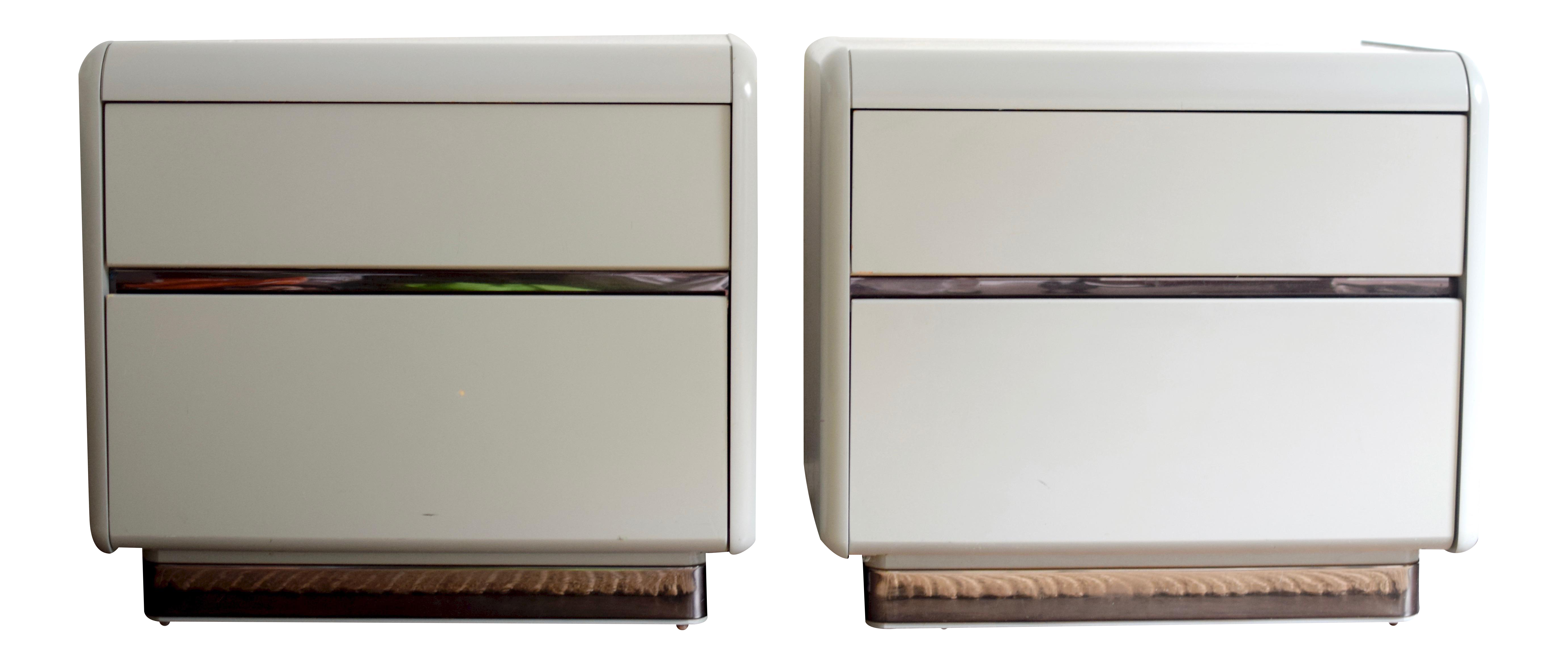 Glossy Gray Mirrored Lane Nightstands A Pair Chairish