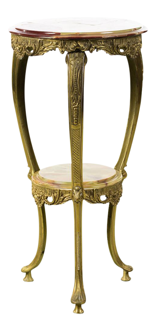 Antique French Brass Stand With Round Onyx Top Chairish