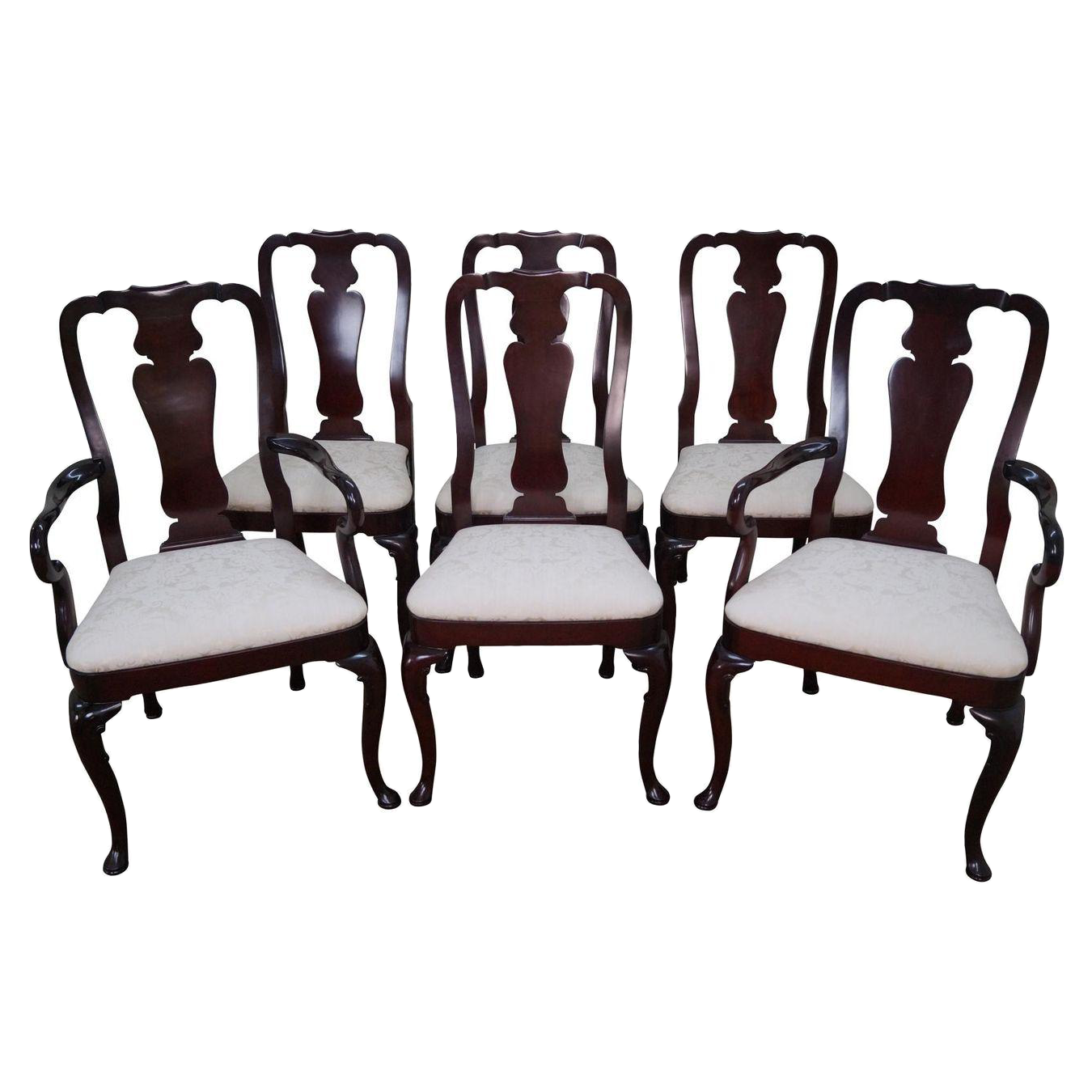 Kindel Queen Anne Mahogany Dining Chairs Set of 6 Chairish