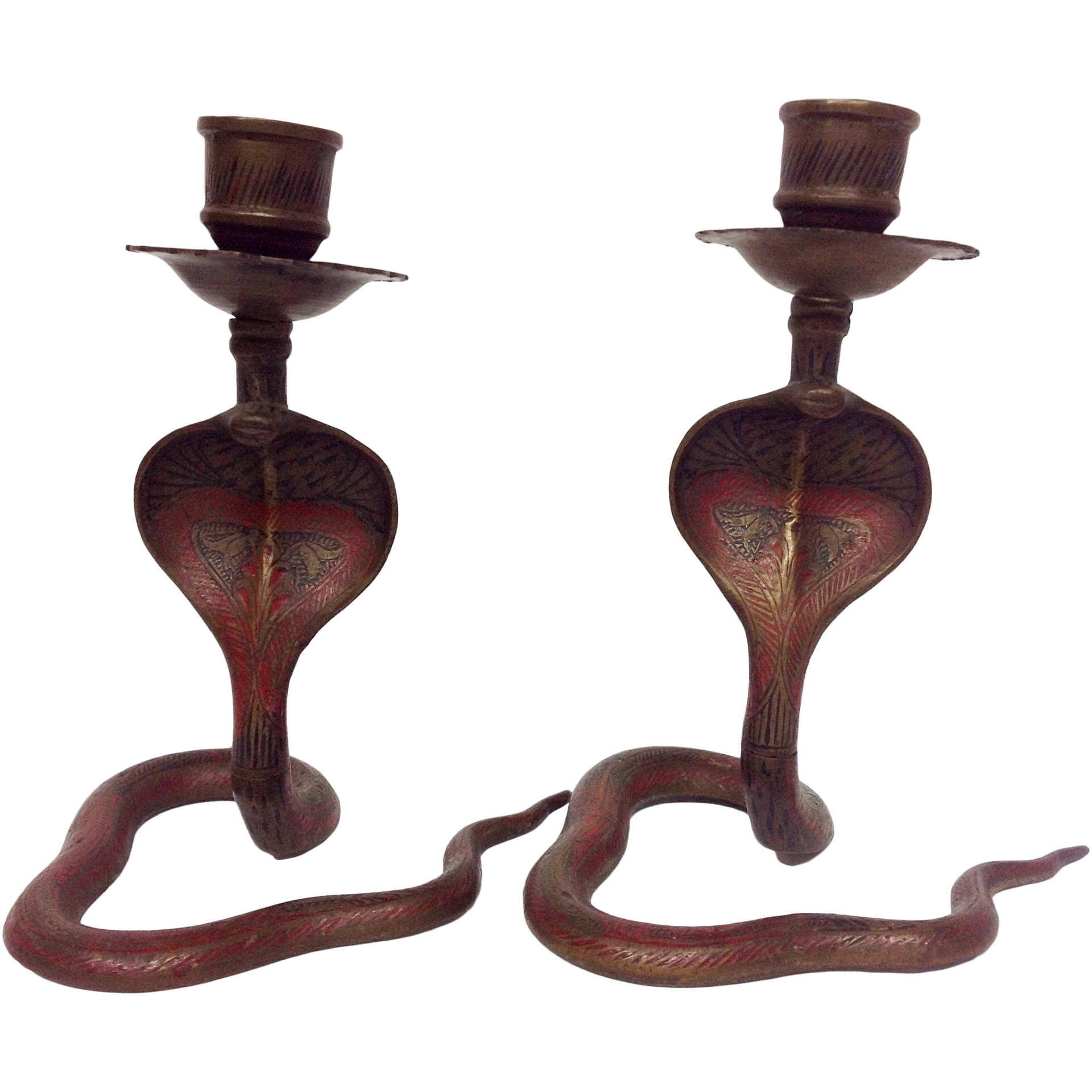 Hollywood Regency Brass Cobra Candle Holders Chairish