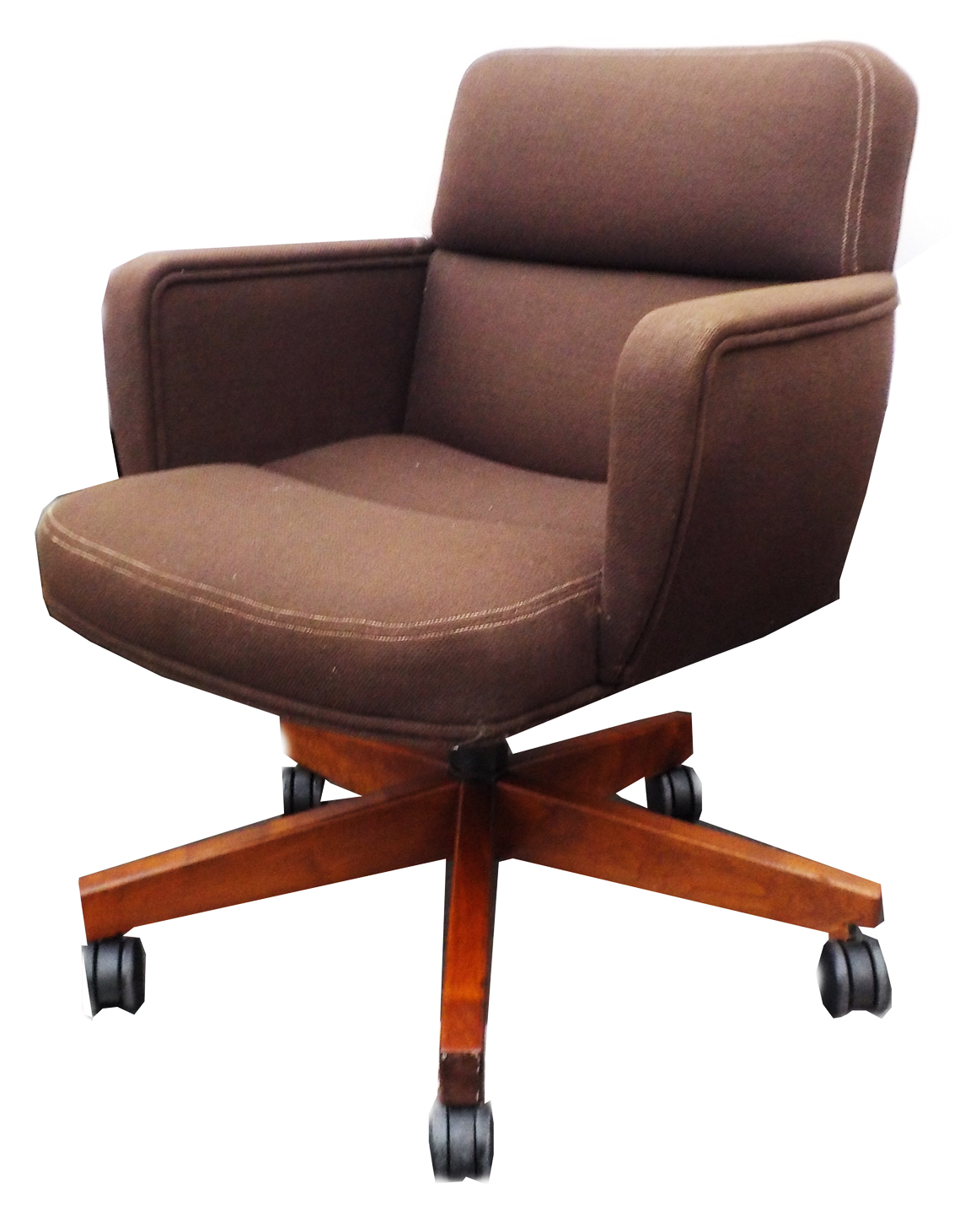 Brown Wool Tweed Padded Office Swivel Chair Chairish