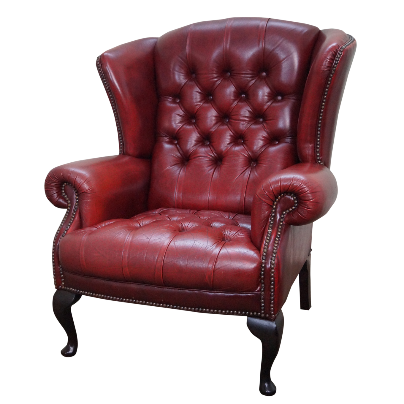 Chair leather wingback tufted chesterfield english chairish