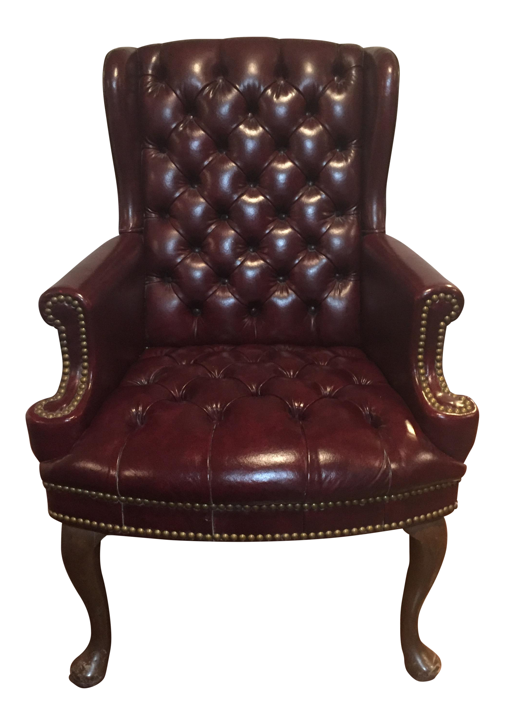 Chesterfield Tufted Leather Wing Chair | Chairish