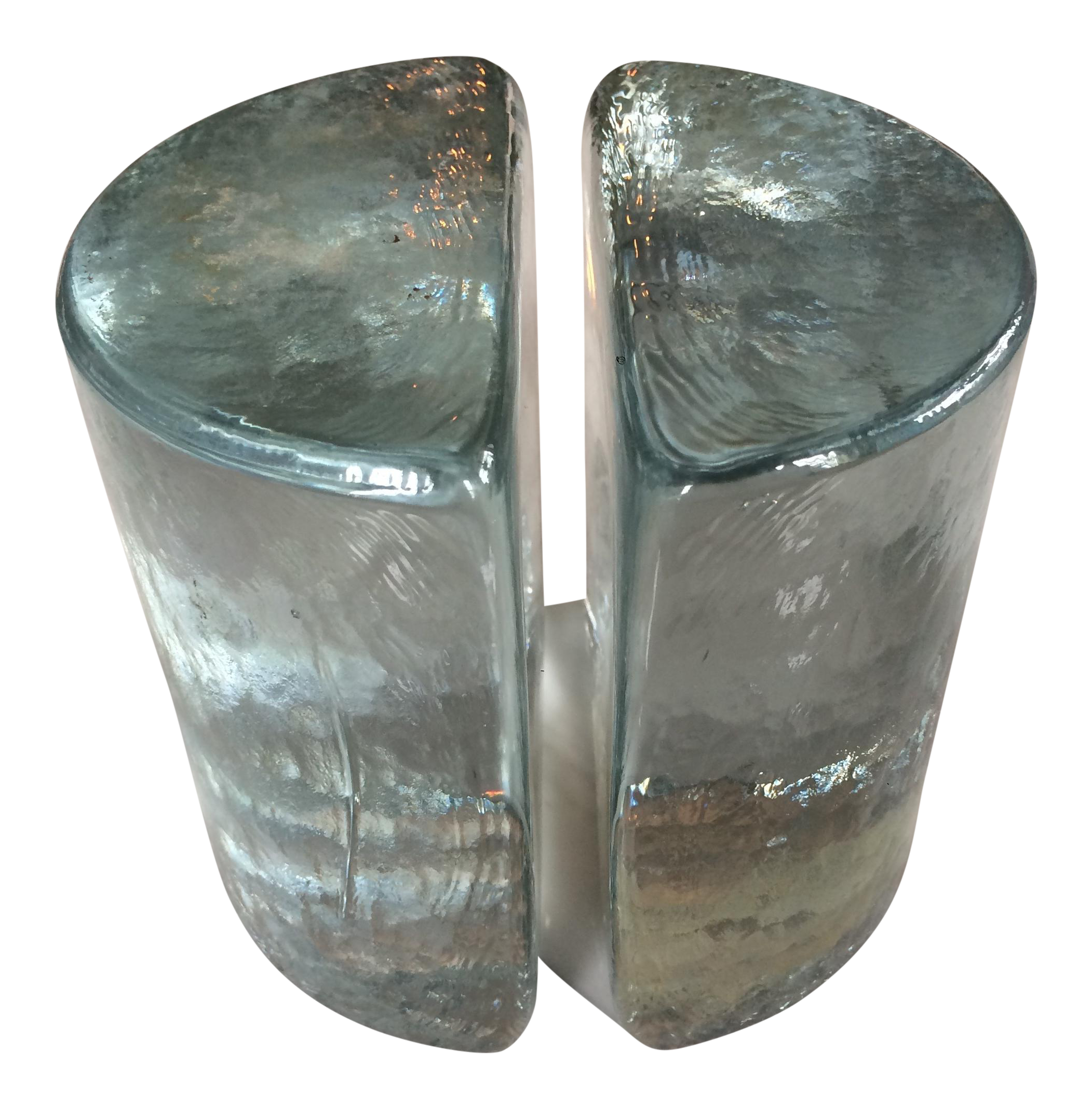 Blenko Mid Century Heavy Glass Bookends a Pair Chairish