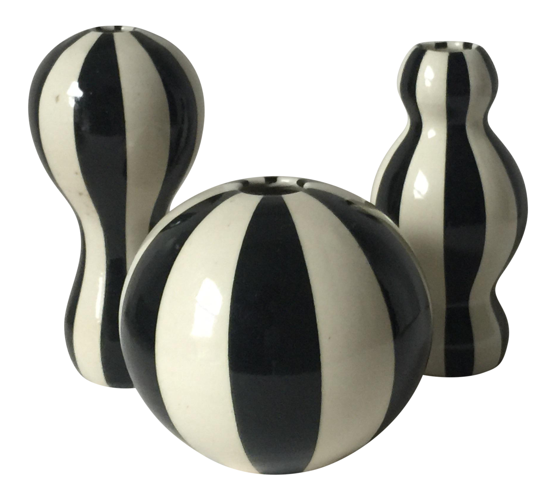 Miniature Black & White Striped Ceramic Vases Set of 3 Chairish