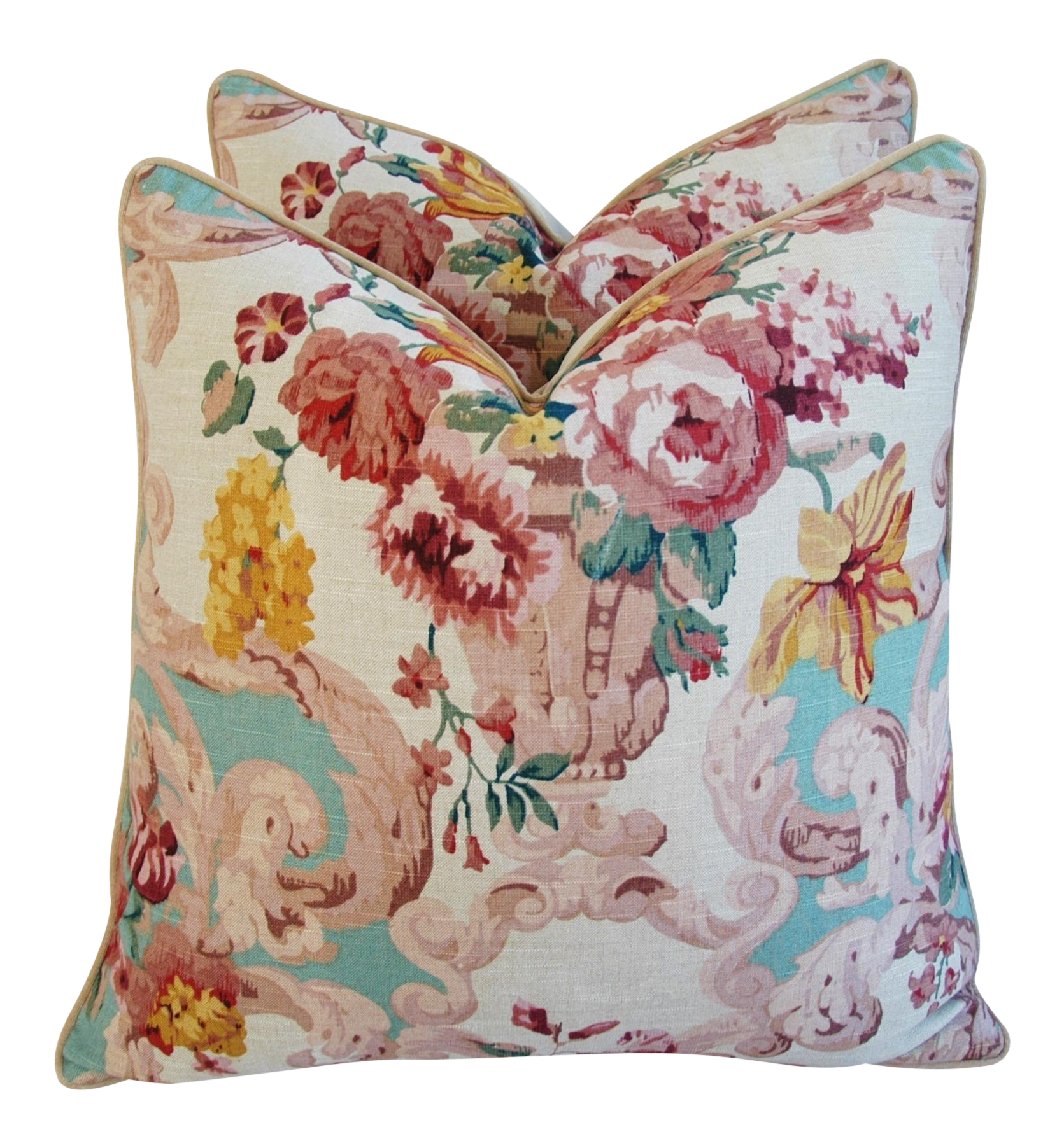 Designer Mulberry Floral Rococo Pillows Pair Chairish