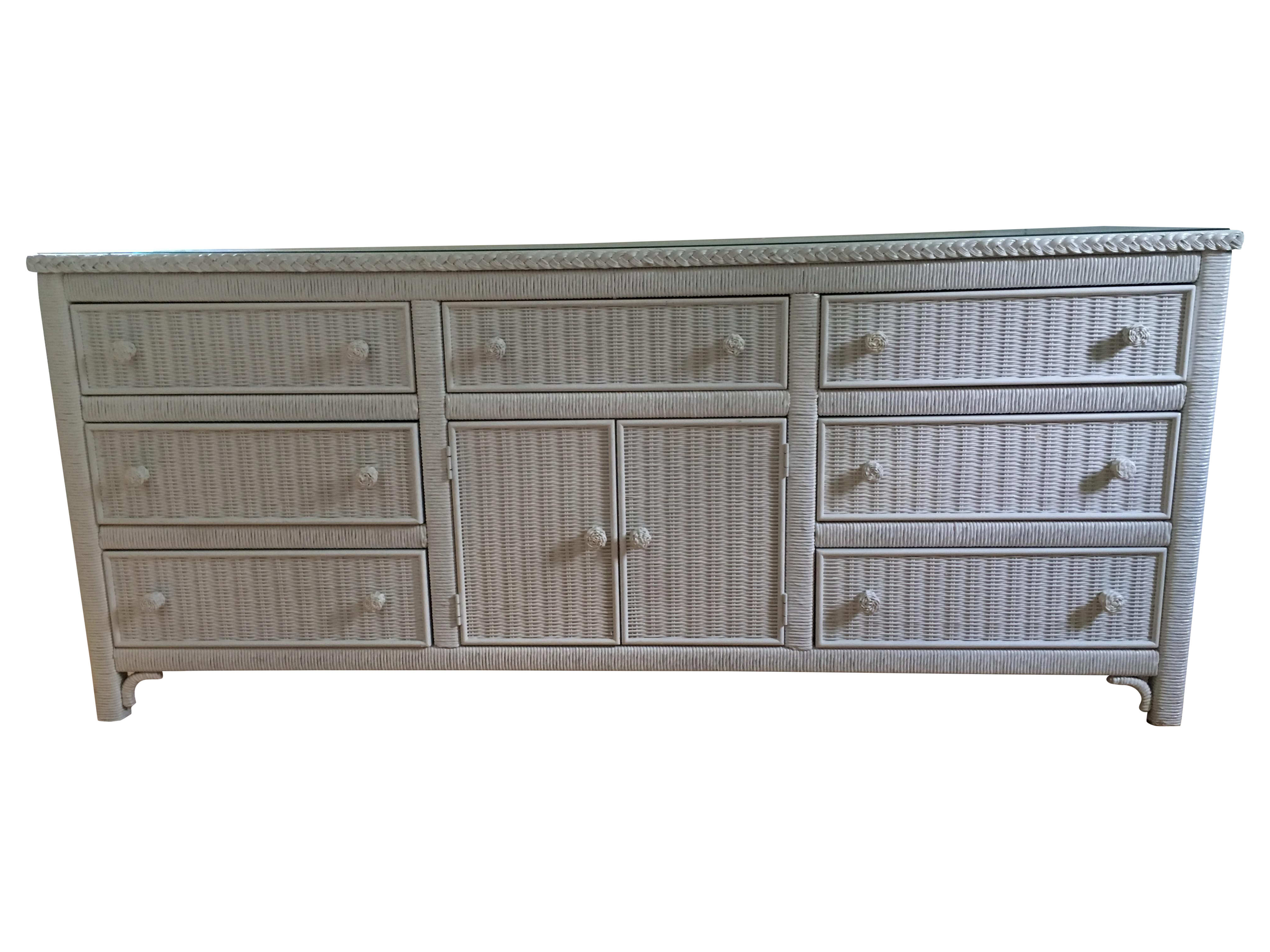 Henry Link White Wicker Dresser | Chairish